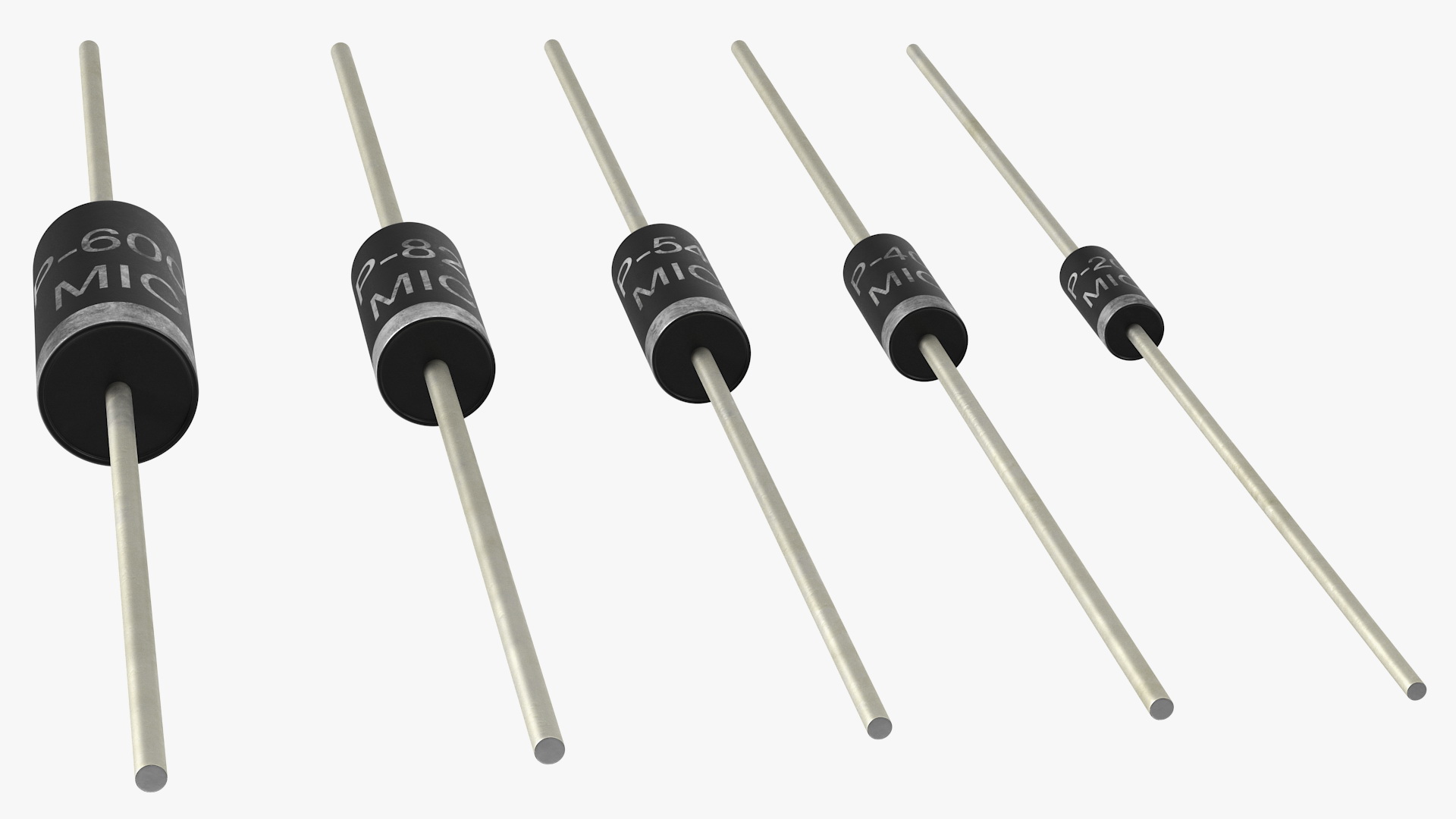 3D Axial Rectifier Diodes Set