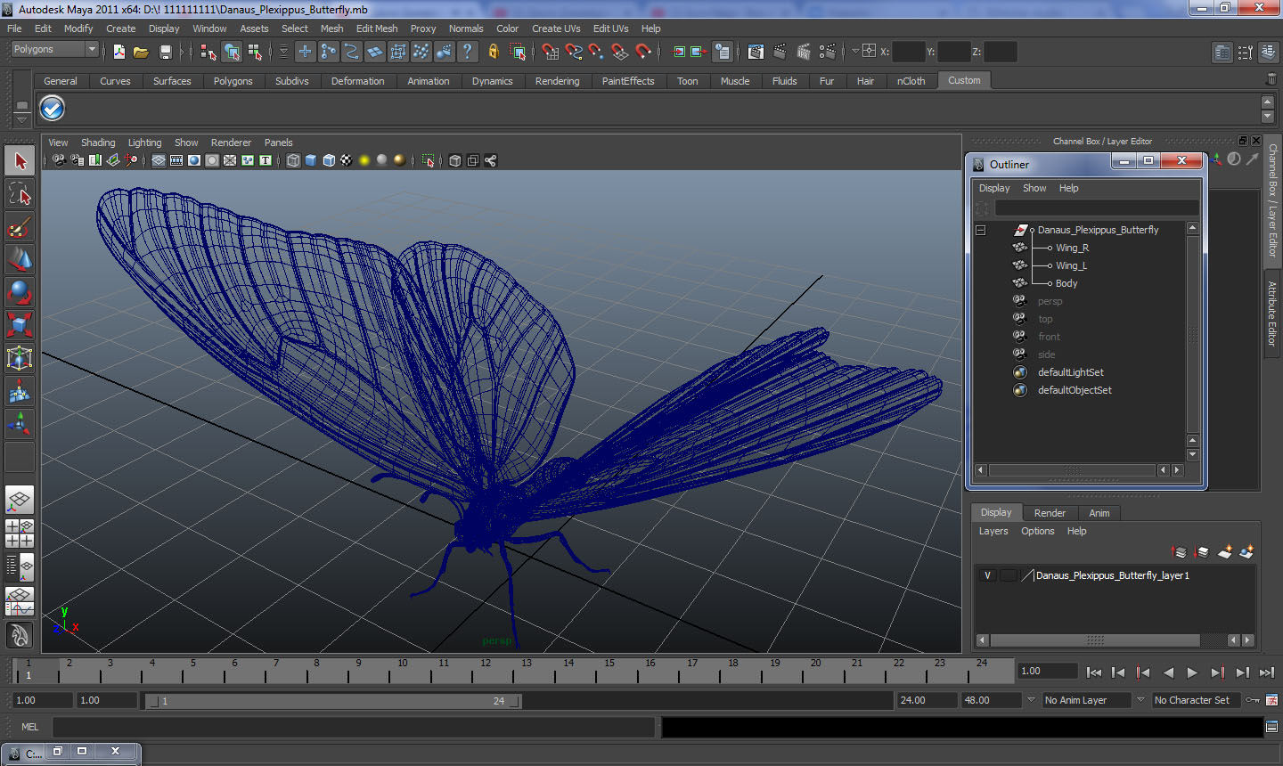 3D Danaus Plexippus Butterfly