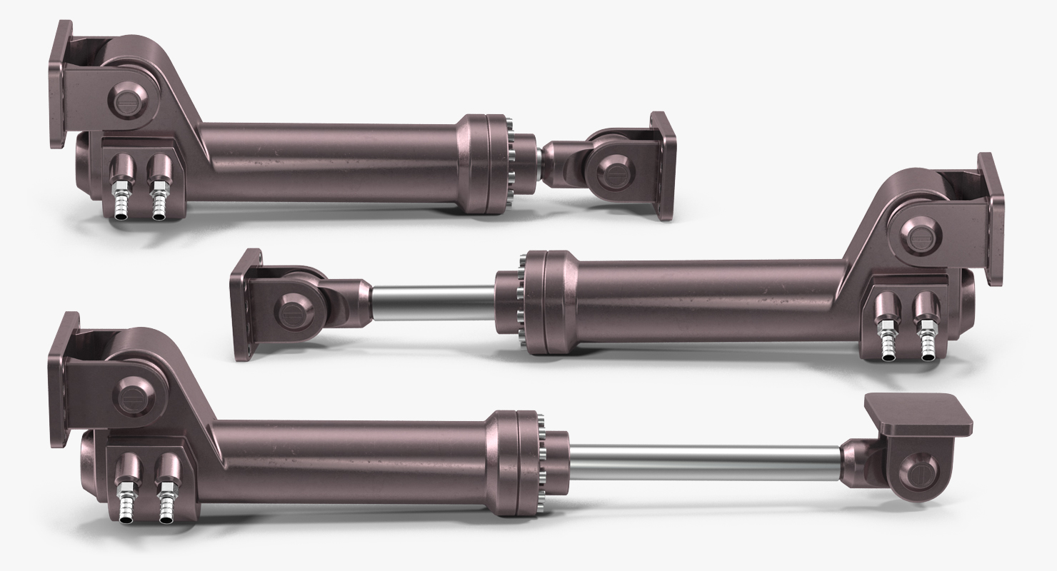 Anodized Hydraulic Cylinders Set 3D