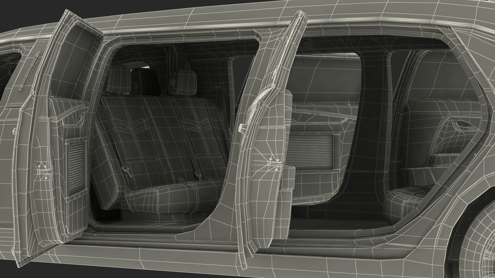 Cadillac Six Door Limousine Rigged 3D model