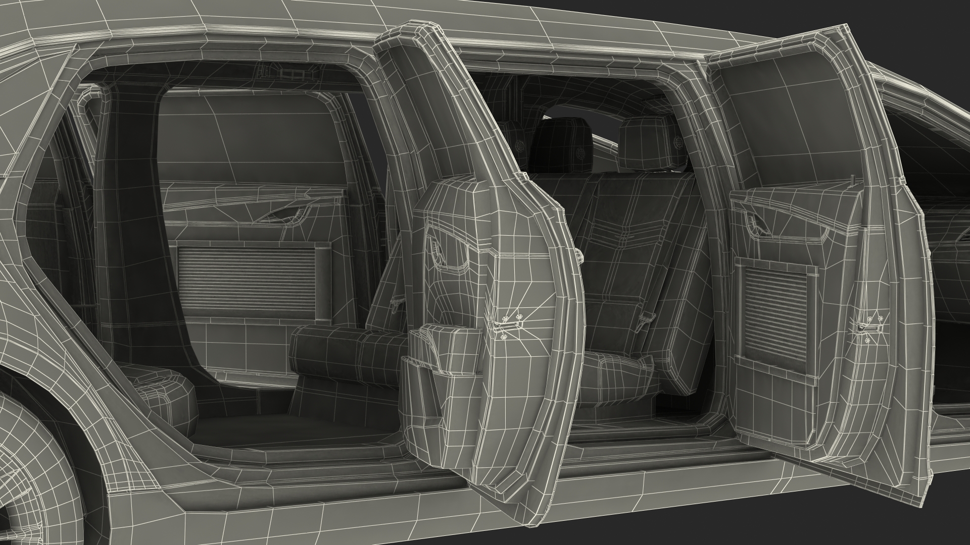 Cadillac Six Door Limousine Rigged 3D model