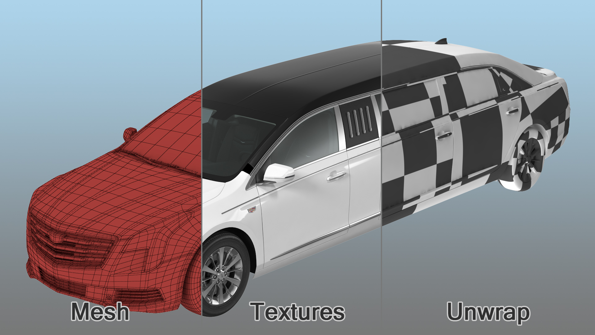 Cadillac Six Door Limousine Rigged 3D model