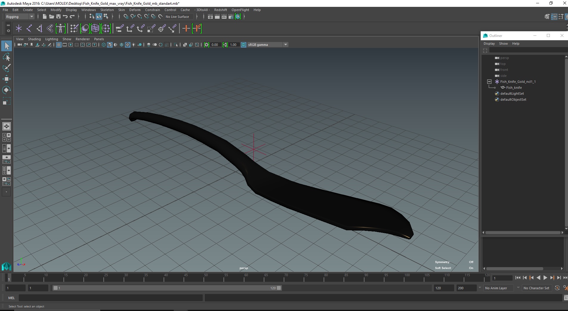 3D model Fish Knife Gold