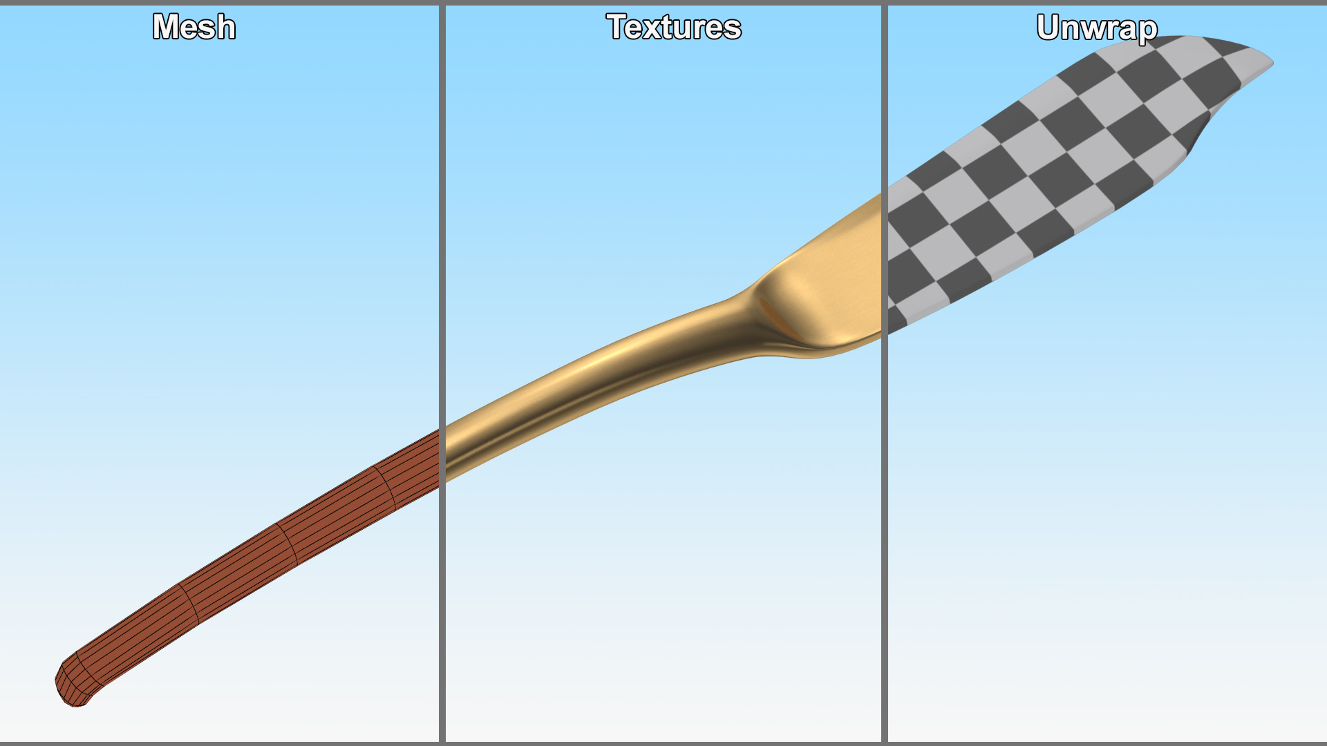 3D model Fish Knife Gold