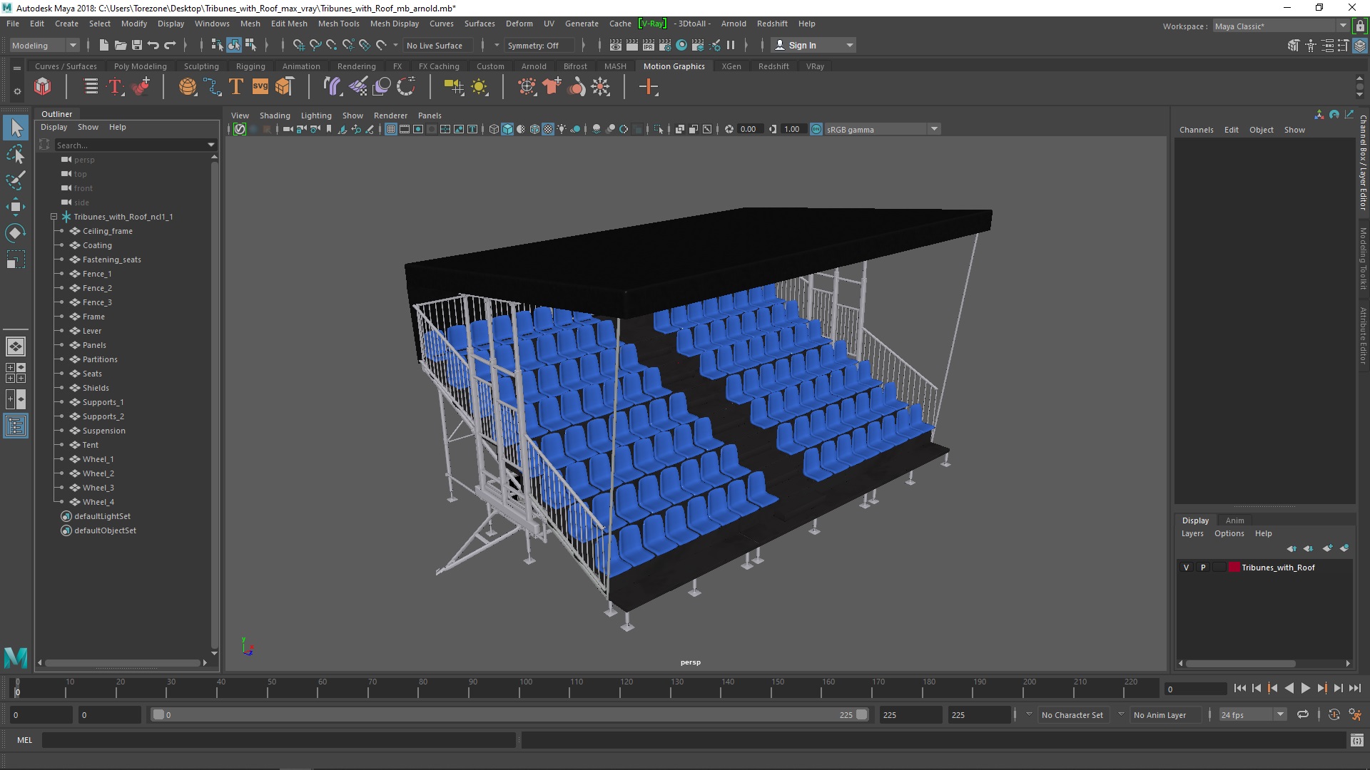 3D Tribunes with Roof model