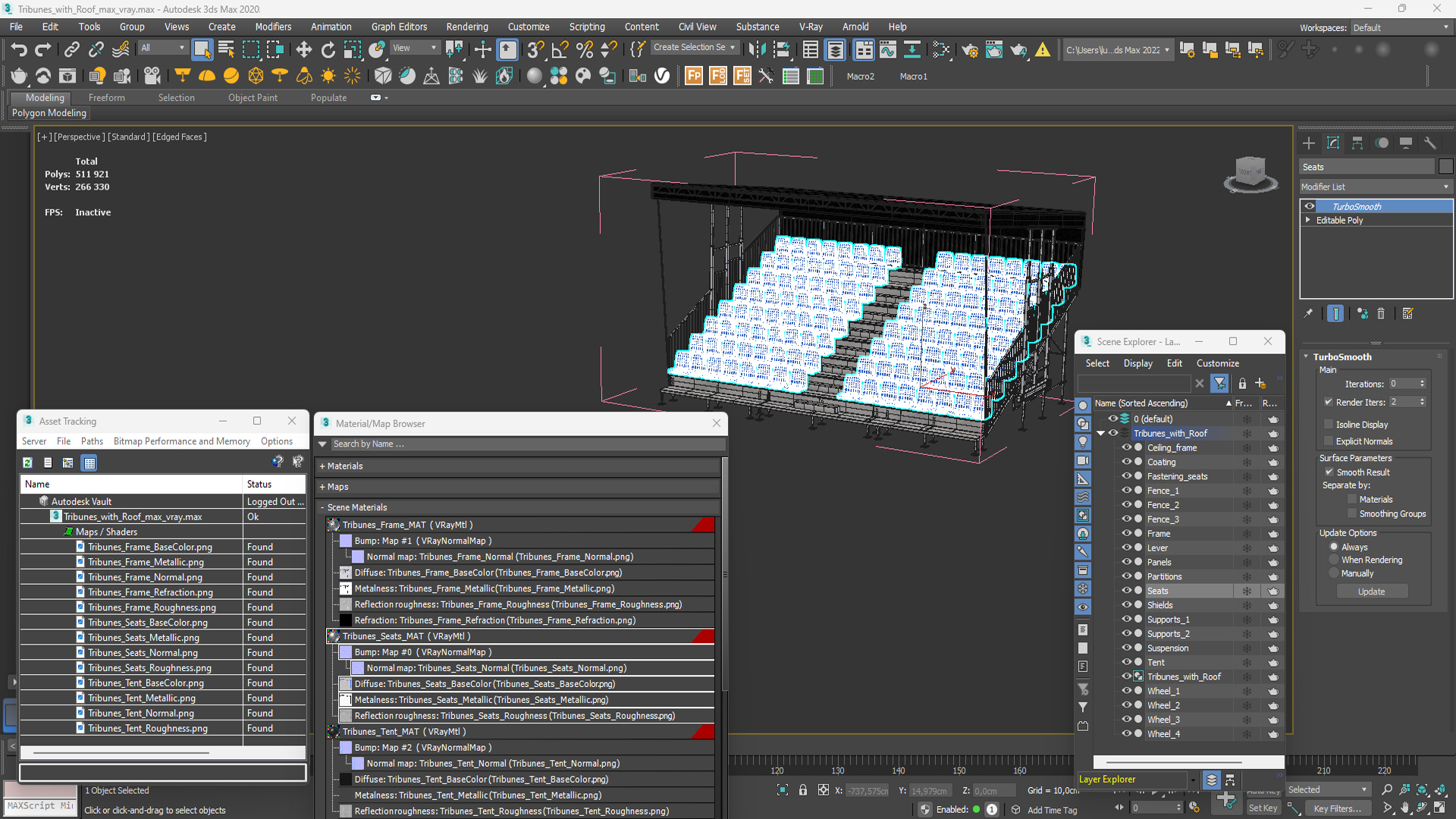 3D Tribunes with Roof model