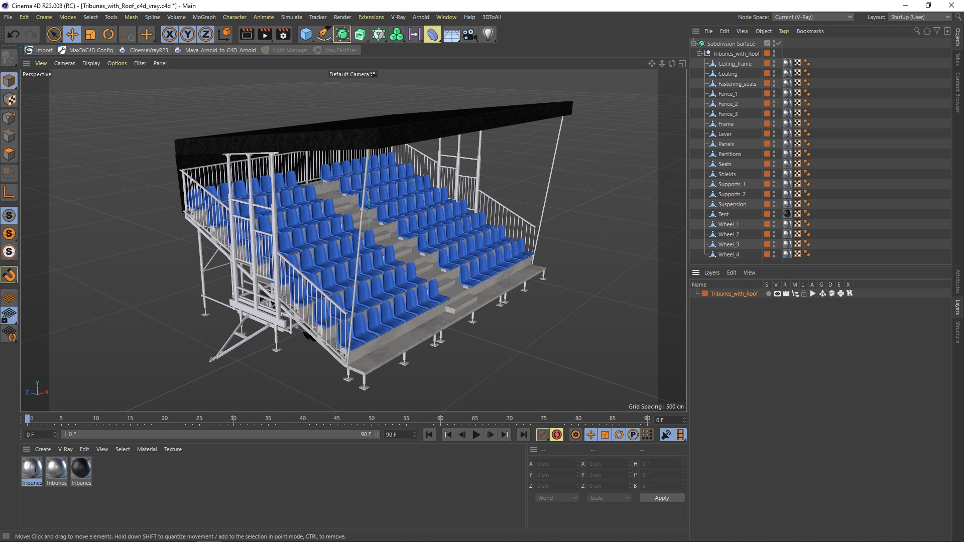 3D Tribunes with Roof model