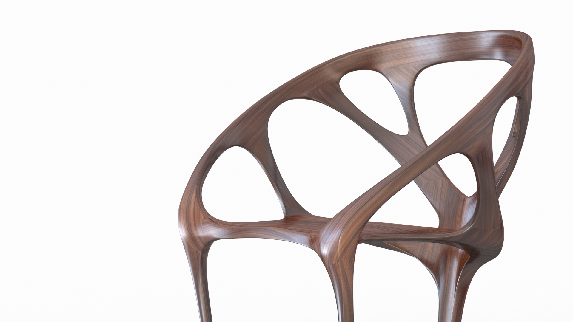 Modern Chair Walnut Wood 3D model