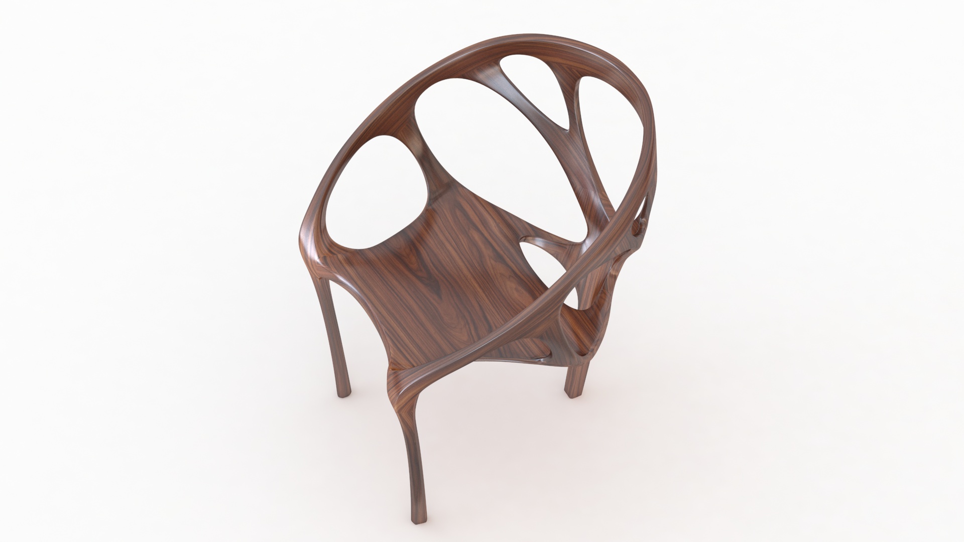 Modern Chair Walnut Wood 3D model