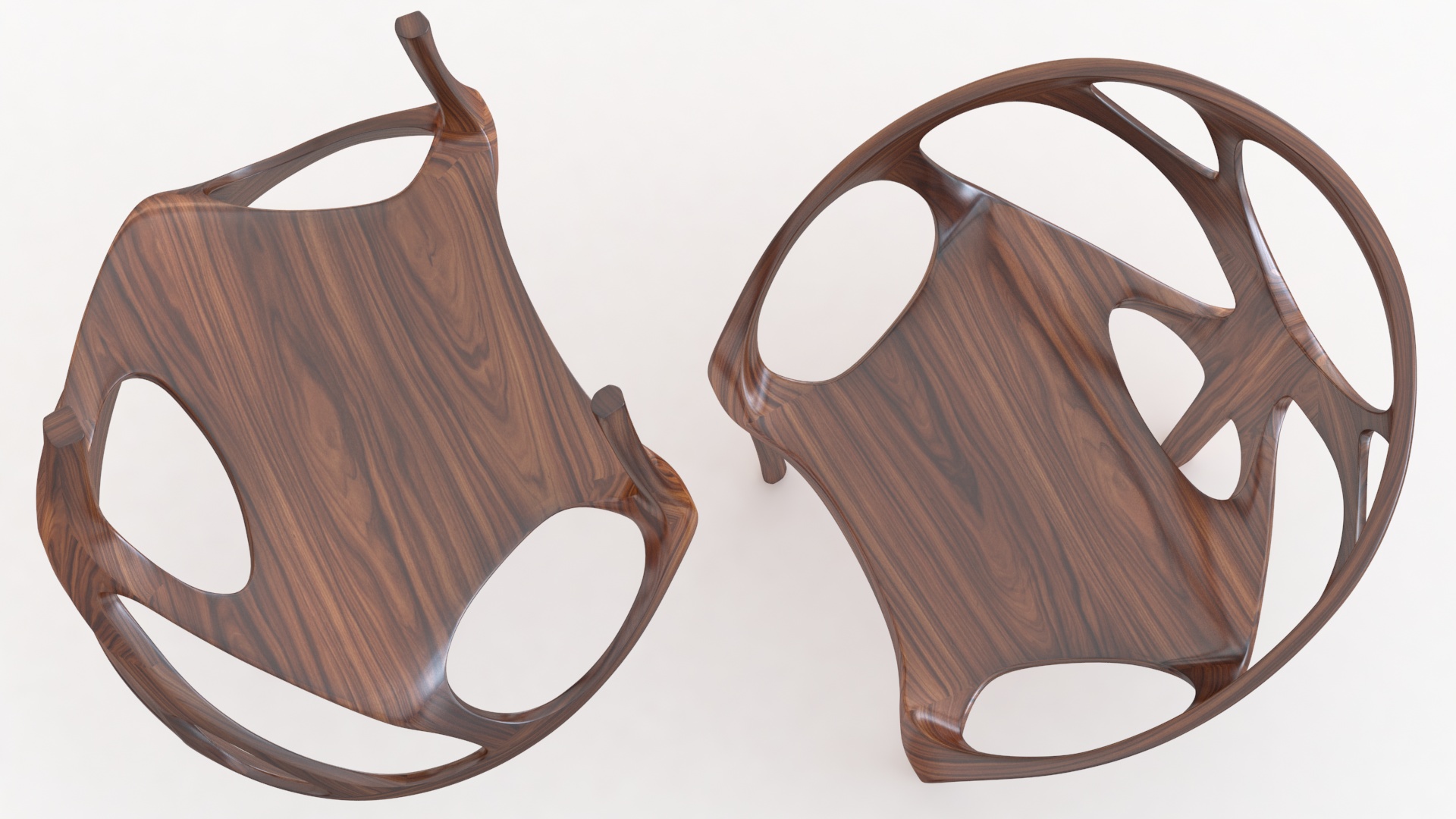 Modern Chair Walnut Wood 3D model