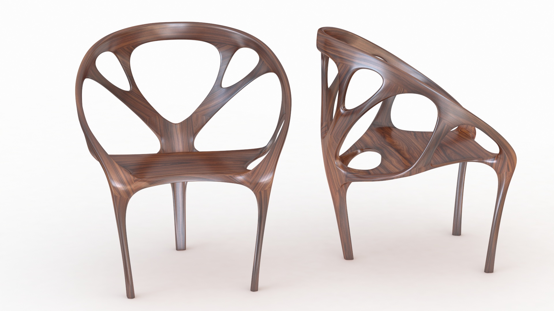 Modern Chair Walnut Wood 3D model