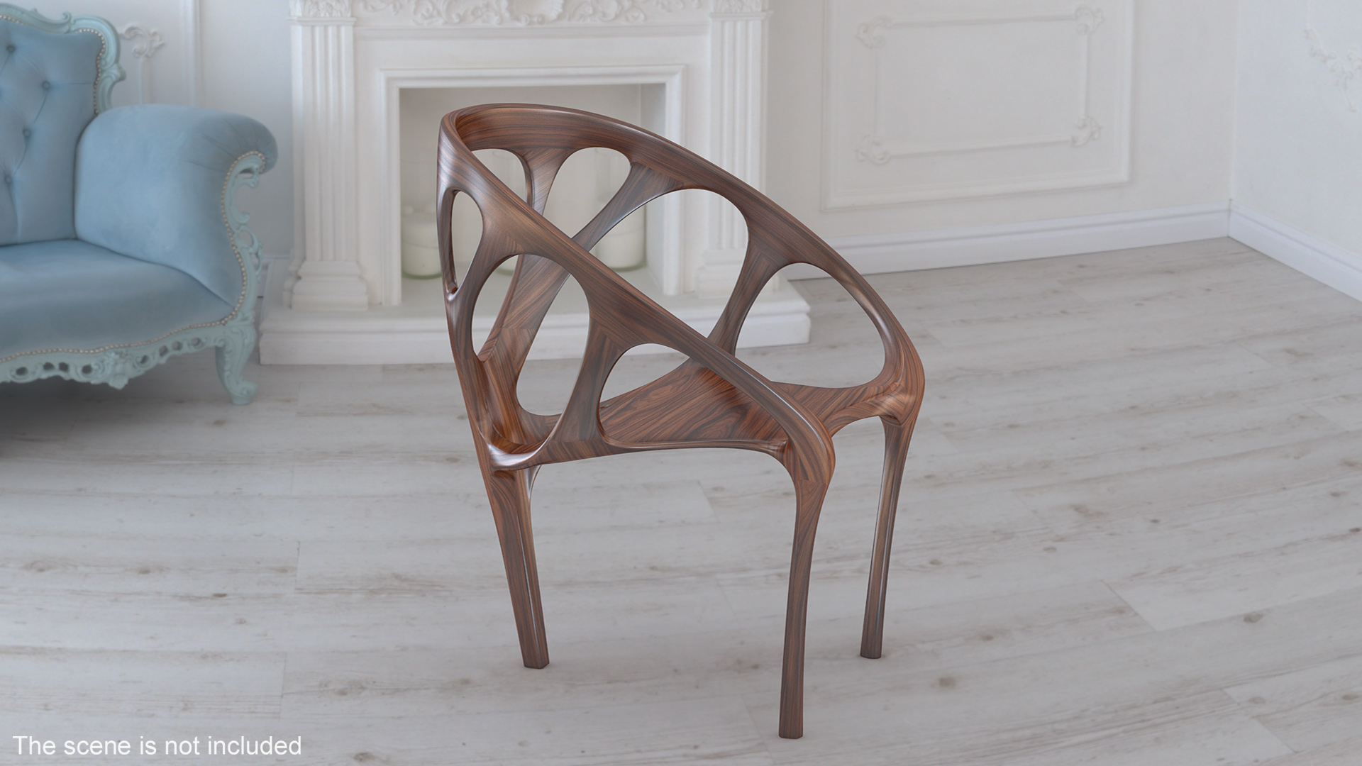 Modern Chair Walnut Wood 3D model