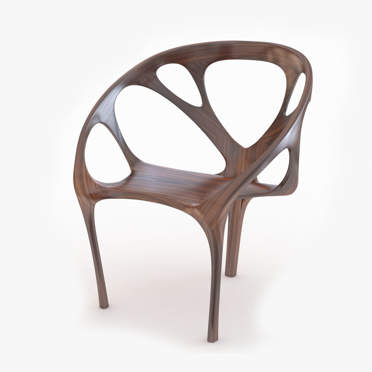 Modern Chair Walnut Wood 3D model