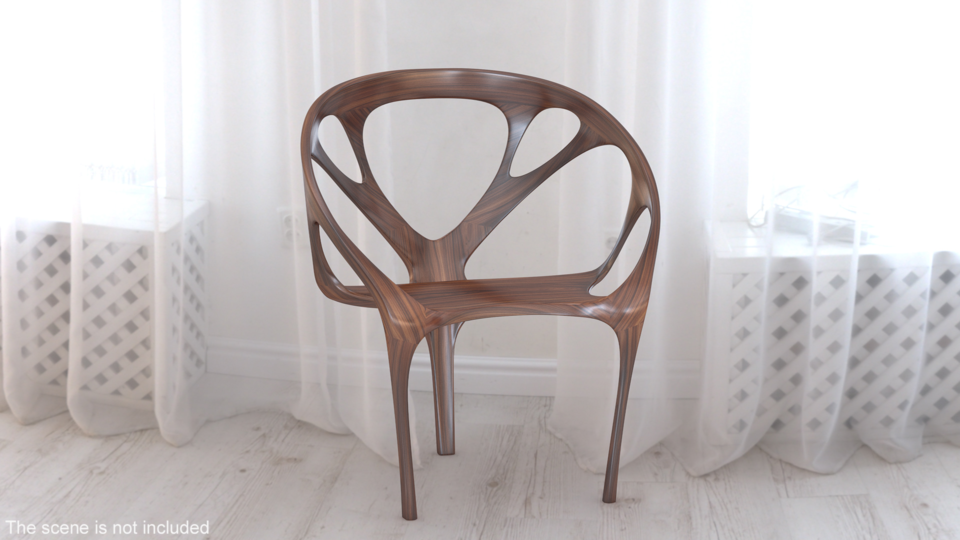 Modern Chair Walnut Wood 3D model