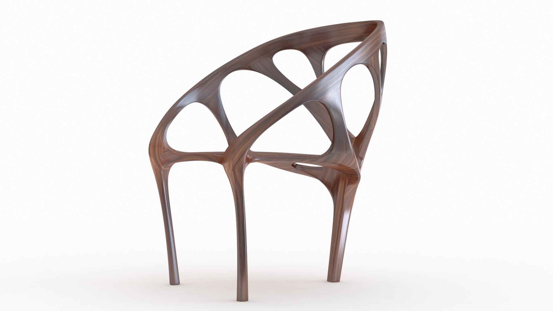 Modern Chair Walnut Wood 3D model