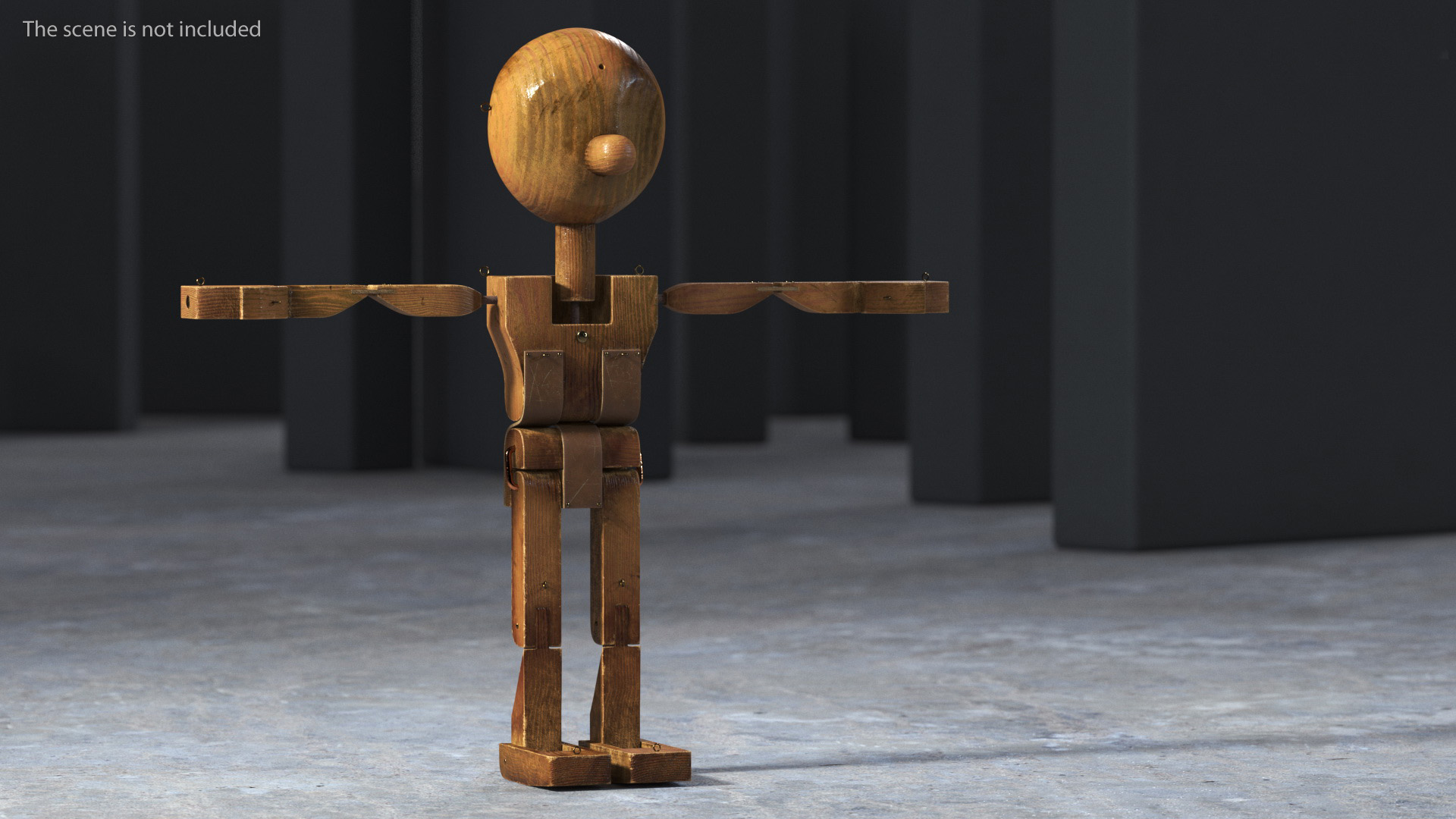 T-Pose Character Dirty Wooden 3D model