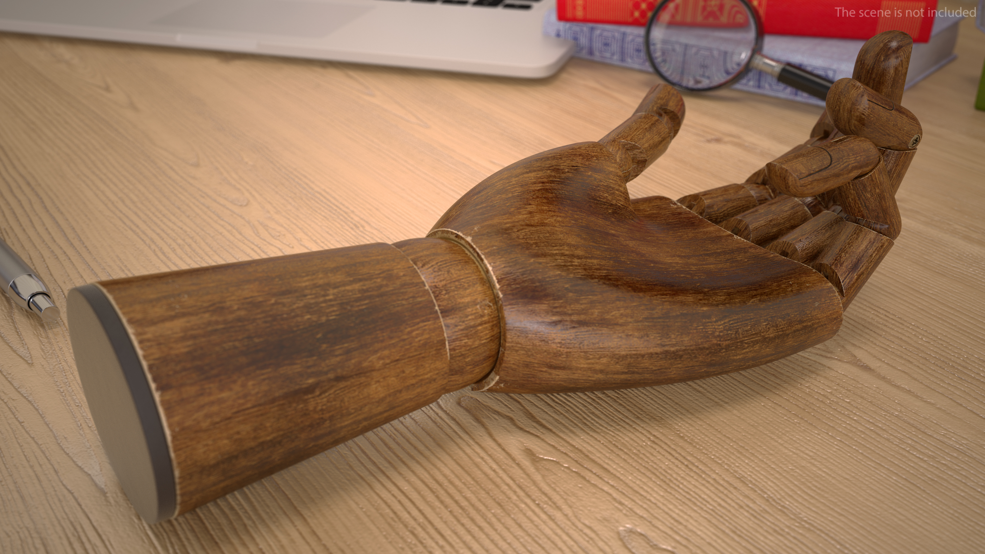 3D Drawing Hand Model Dark Wood Relaxed Pose