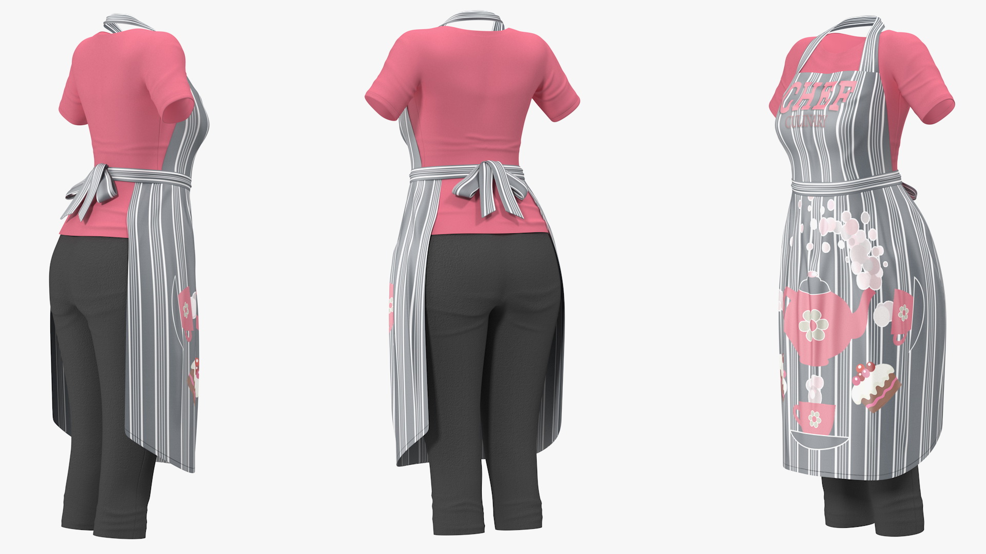 Elderly Woman in Kitchen Apron T Pose 3D