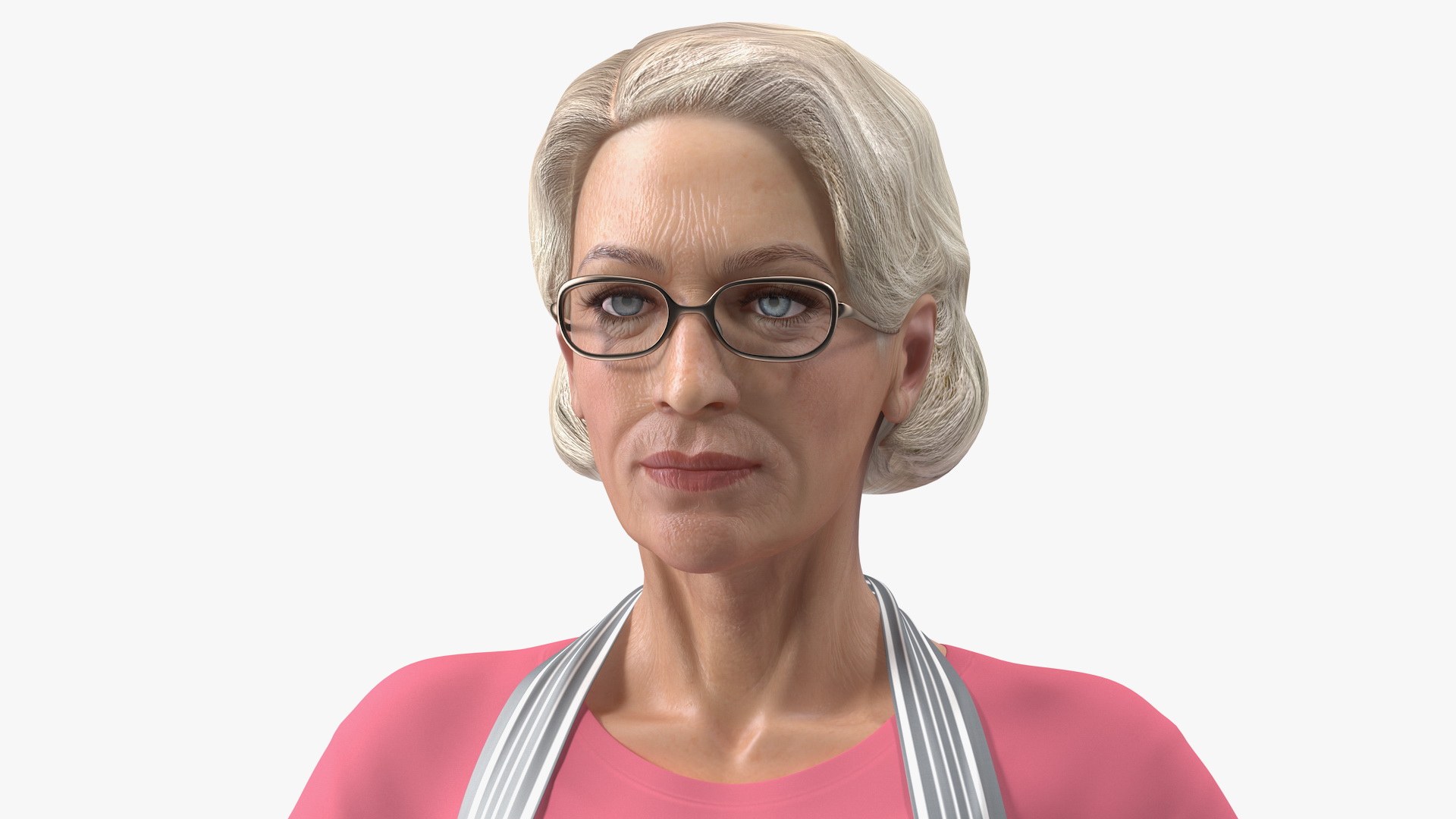 Elderly Woman in Kitchen Apron T Pose 3D