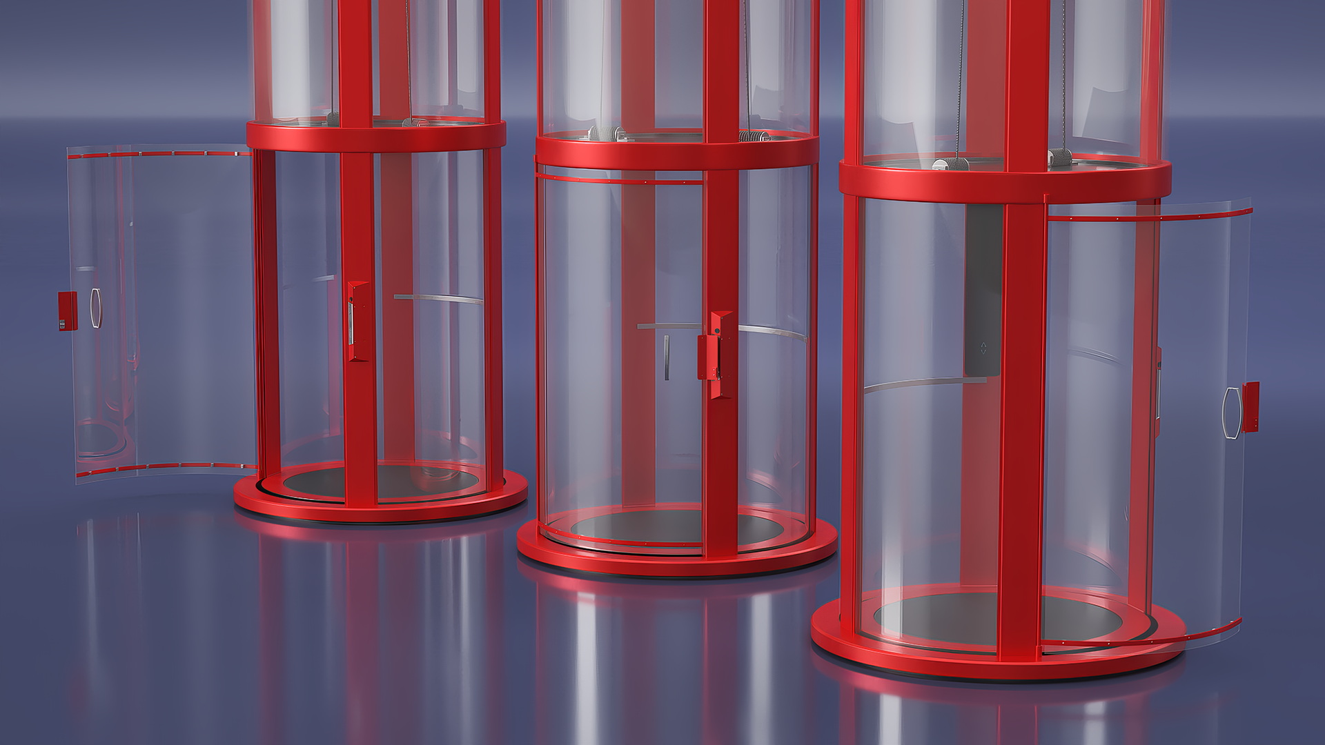 3D Mini Glass Elevator Red model