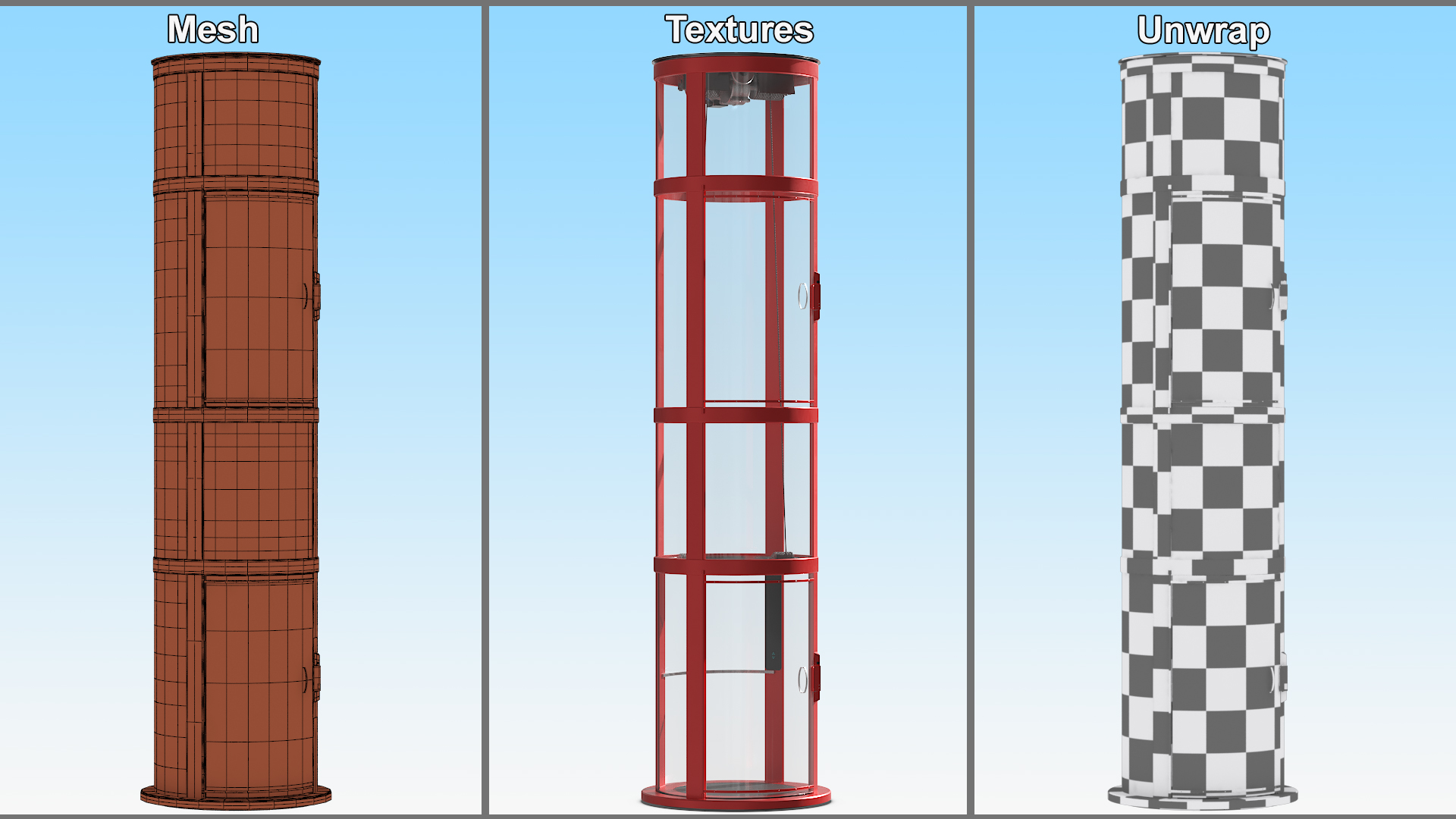 3D Mini Glass Elevator Red model