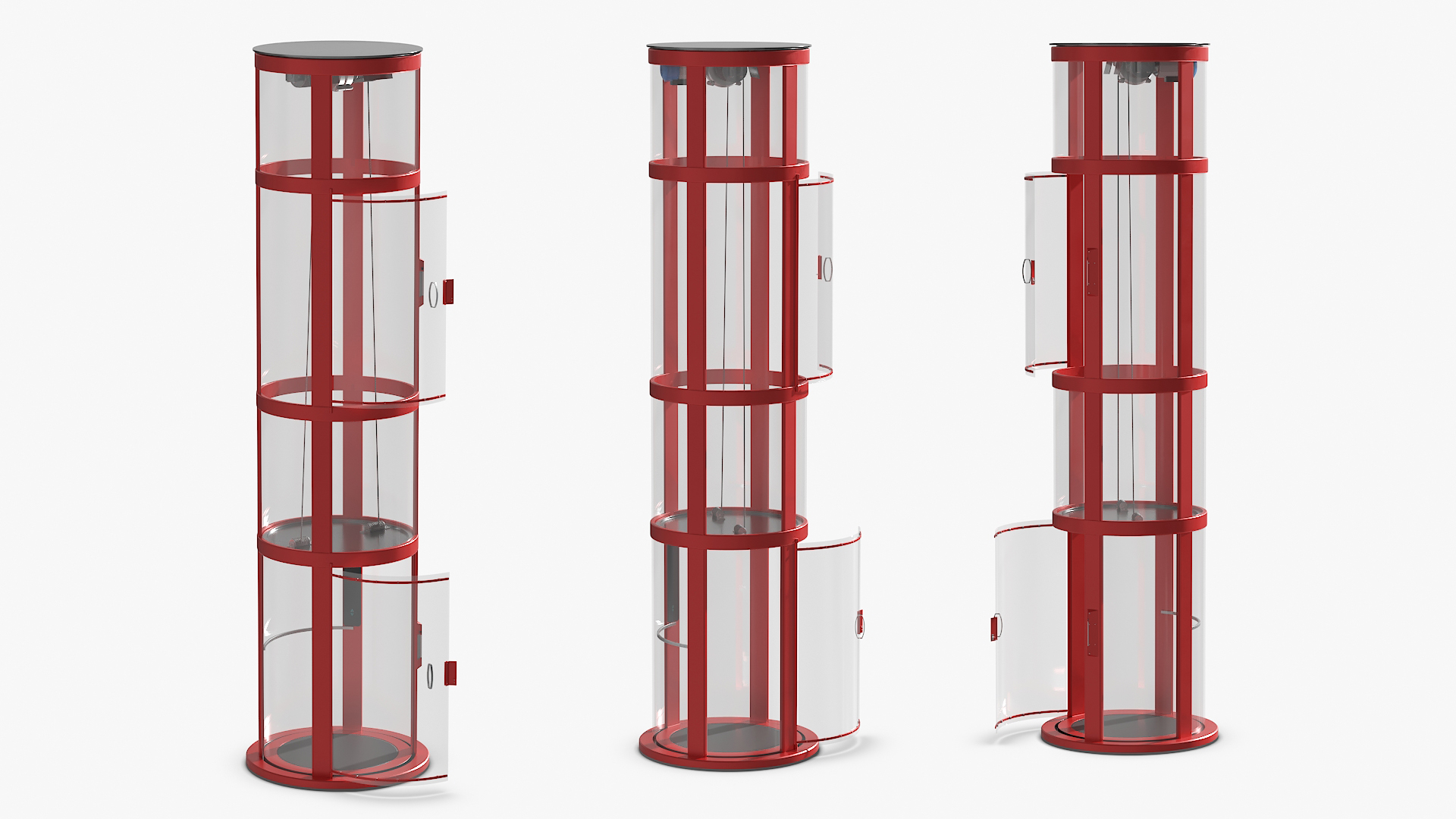 3D Mini Glass Elevator Red model