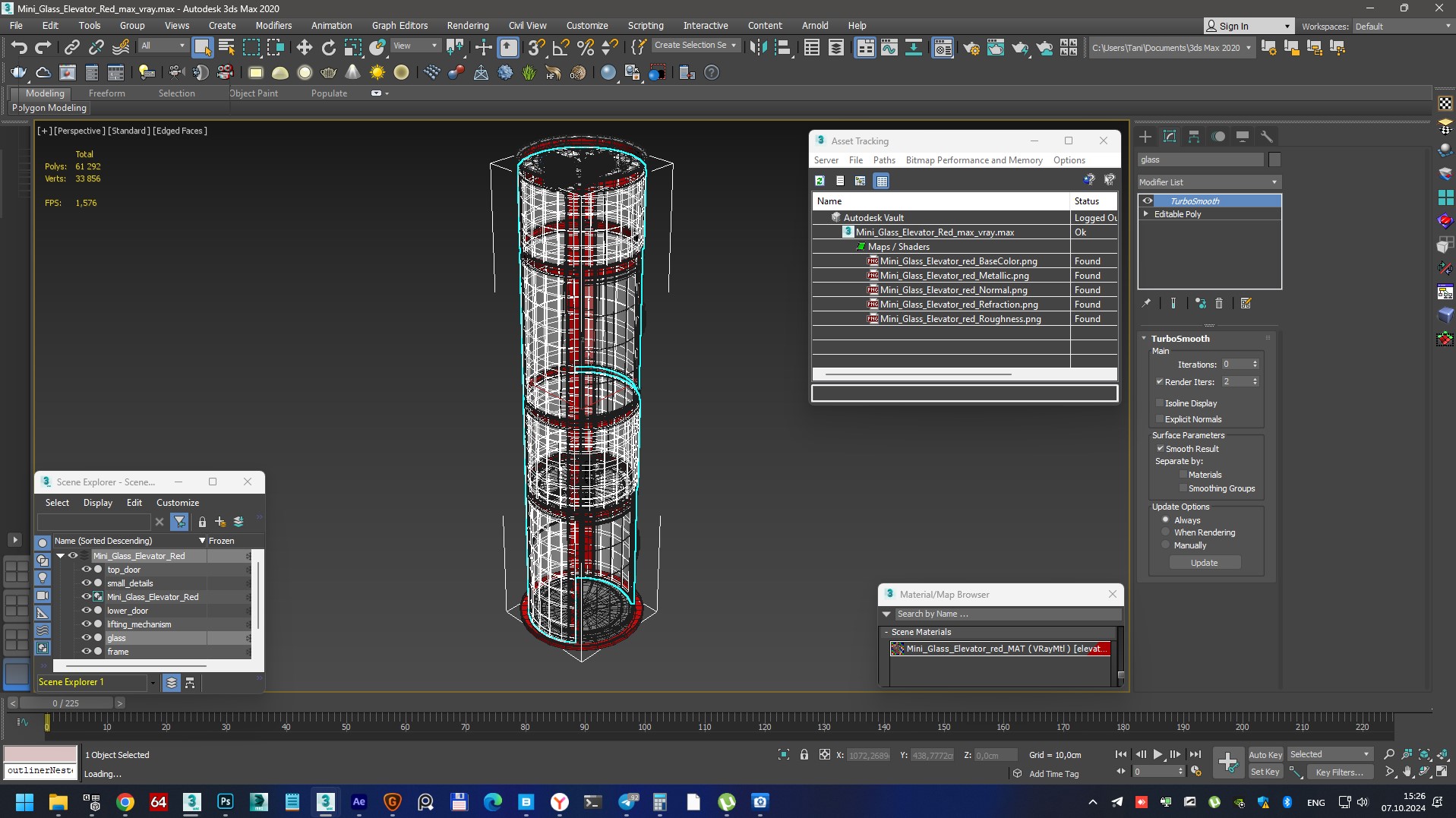 3D Mini Glass Elevator Red model