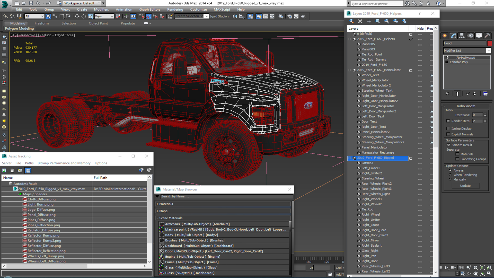 2019 F650 Supertruck Pickup Rigged 3D model