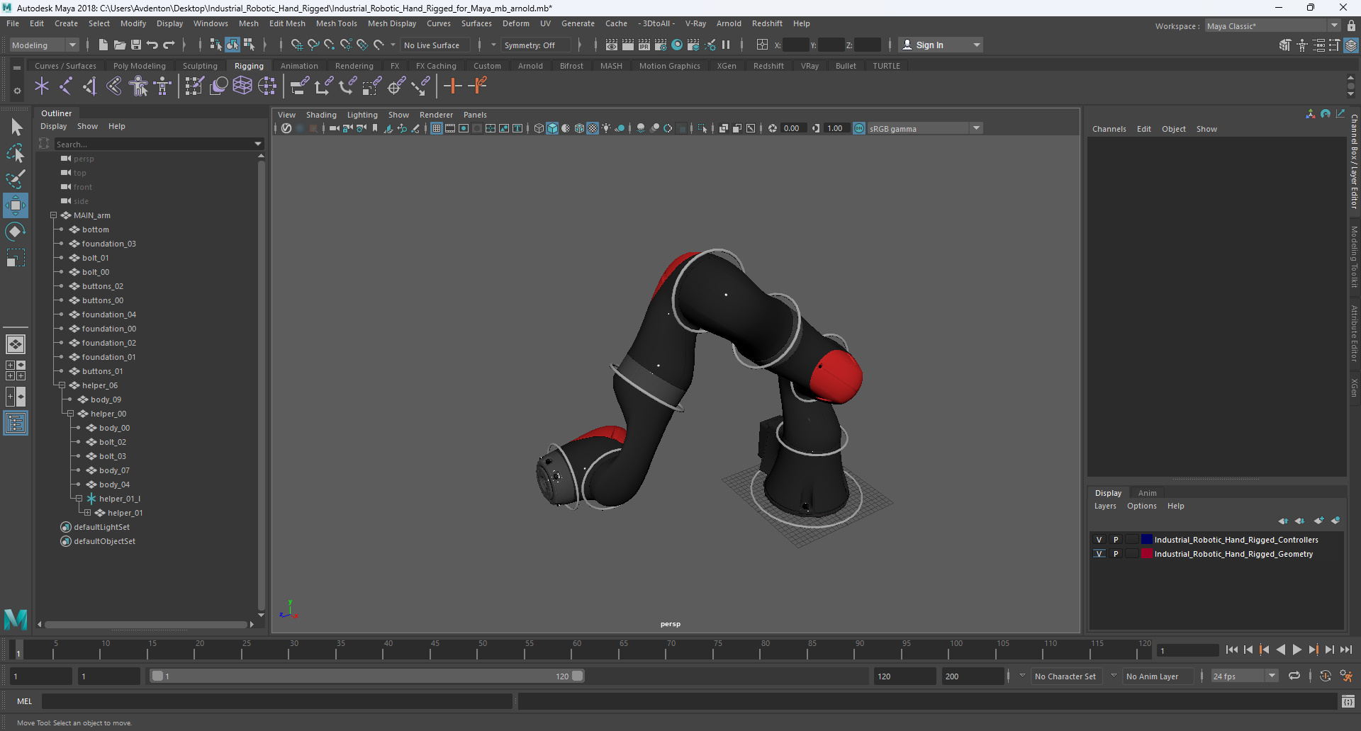 Industrial Robotic Hand Rigged for Maya 3D model