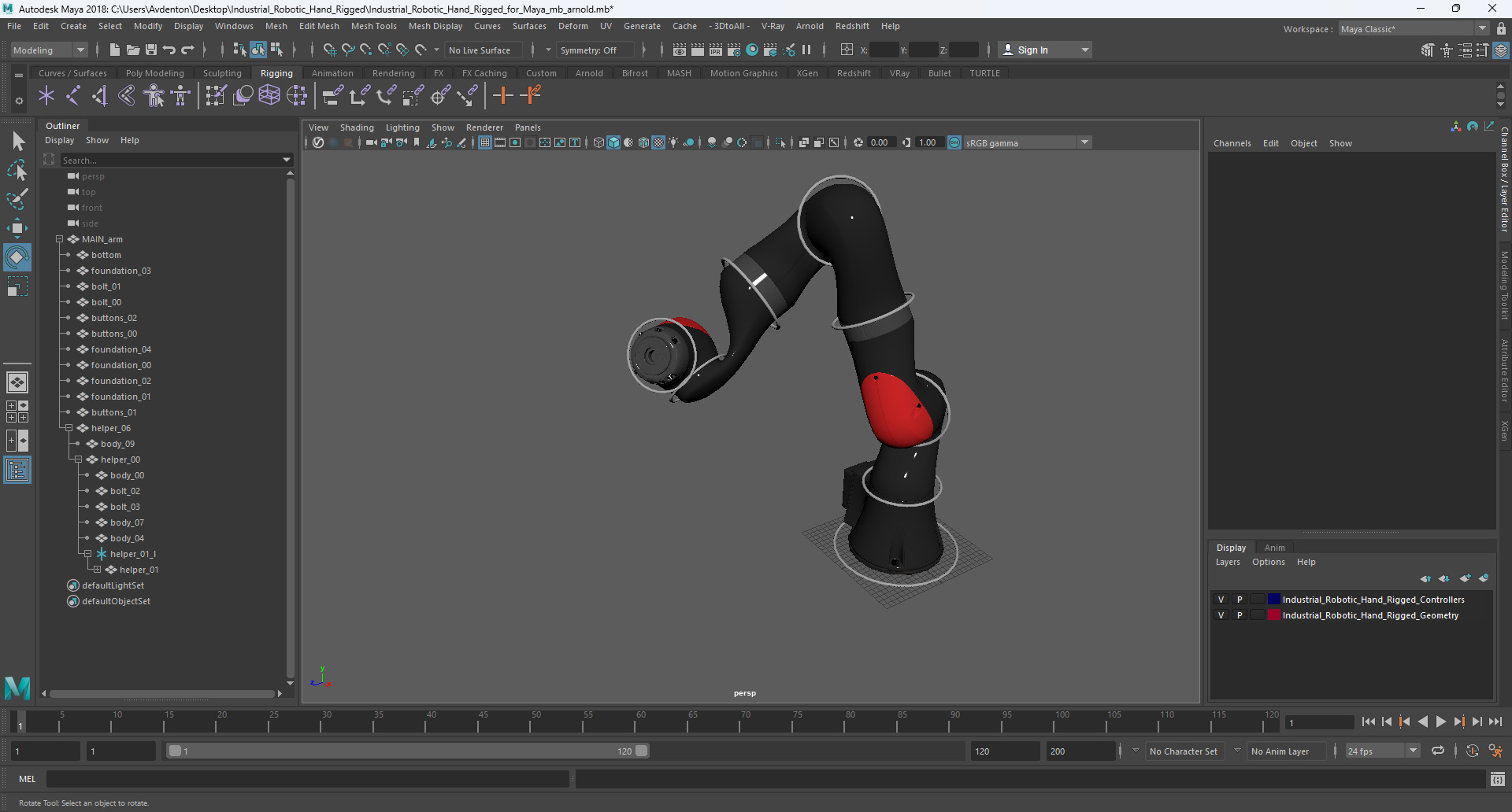 Industrial Robotic Hand Rigged for Maya 3D model