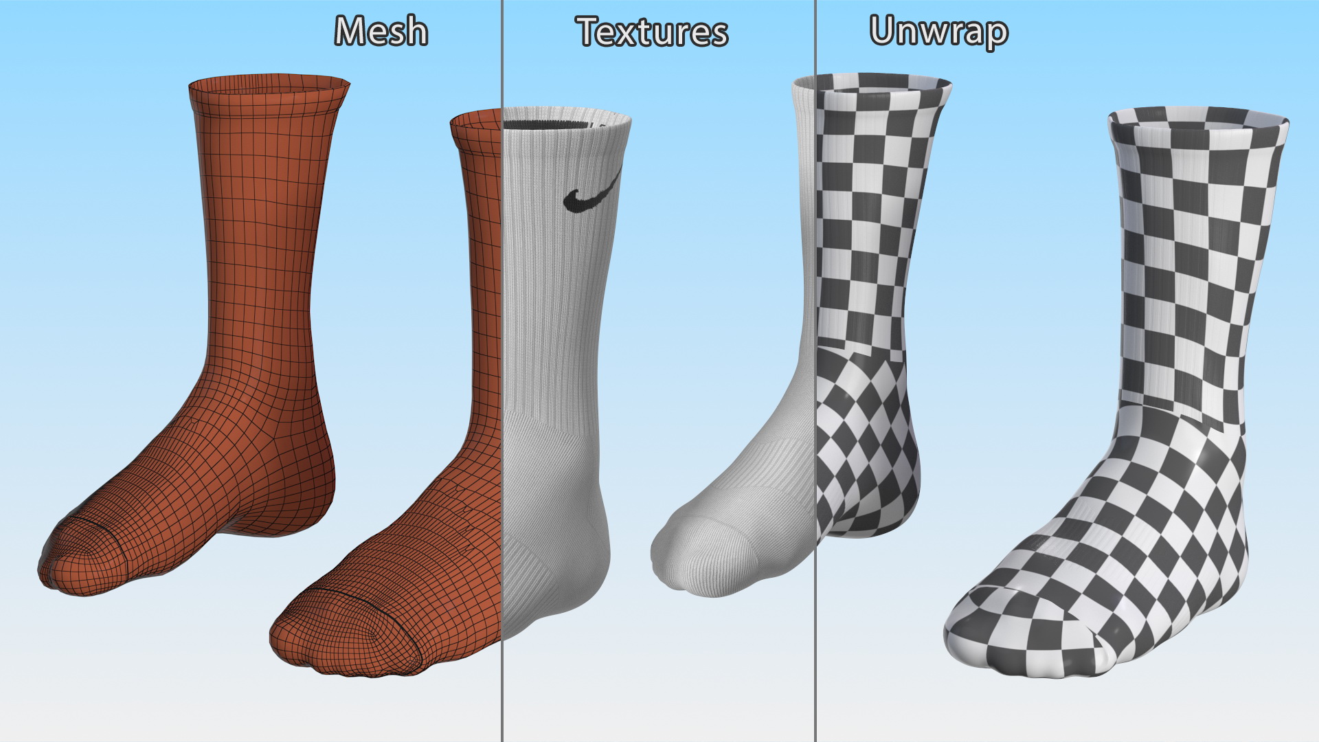 3D Long Socks Nike Grey on The Foot Standing