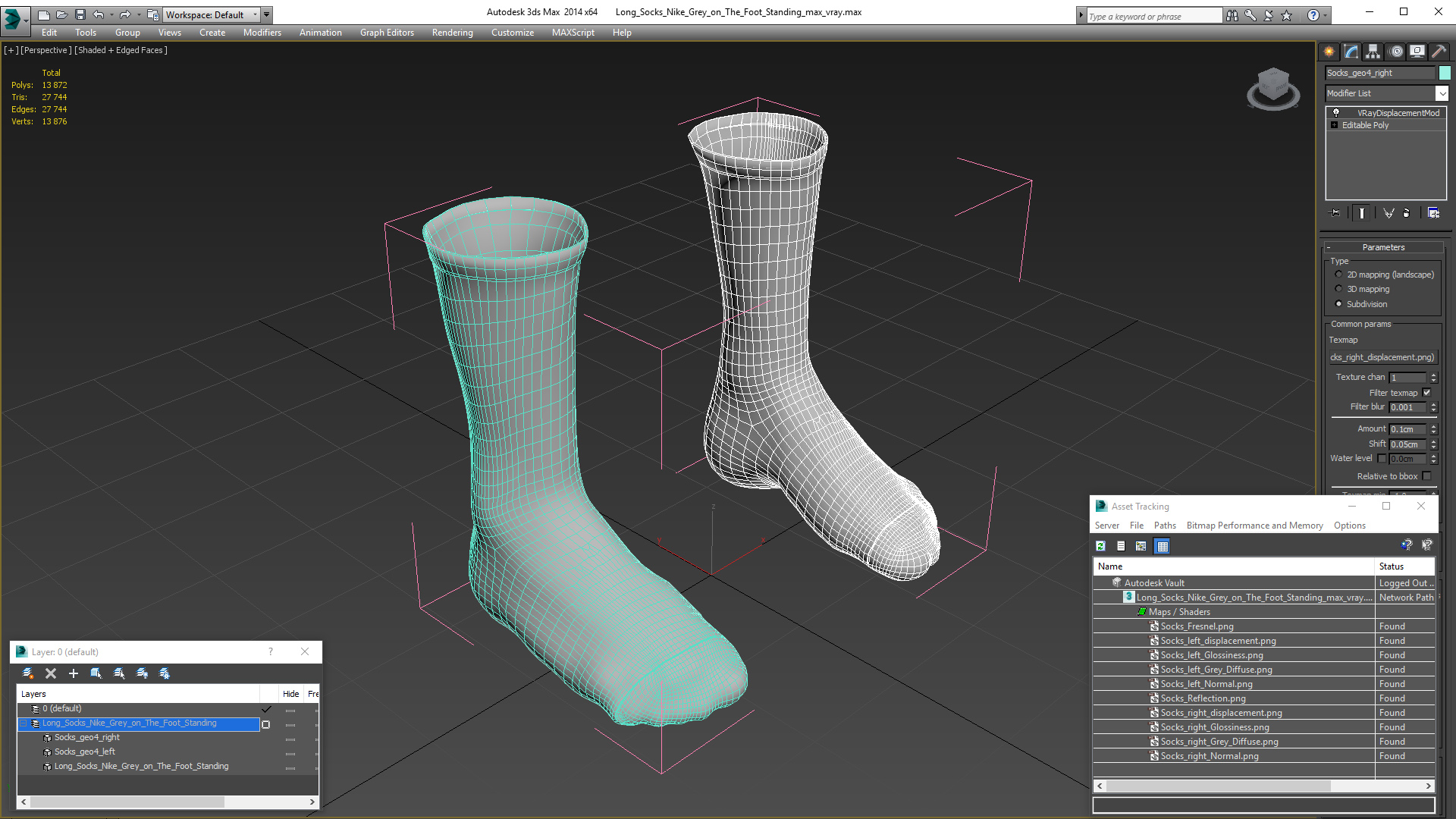 3D Long Socks Nike Grey on The Foot Standing