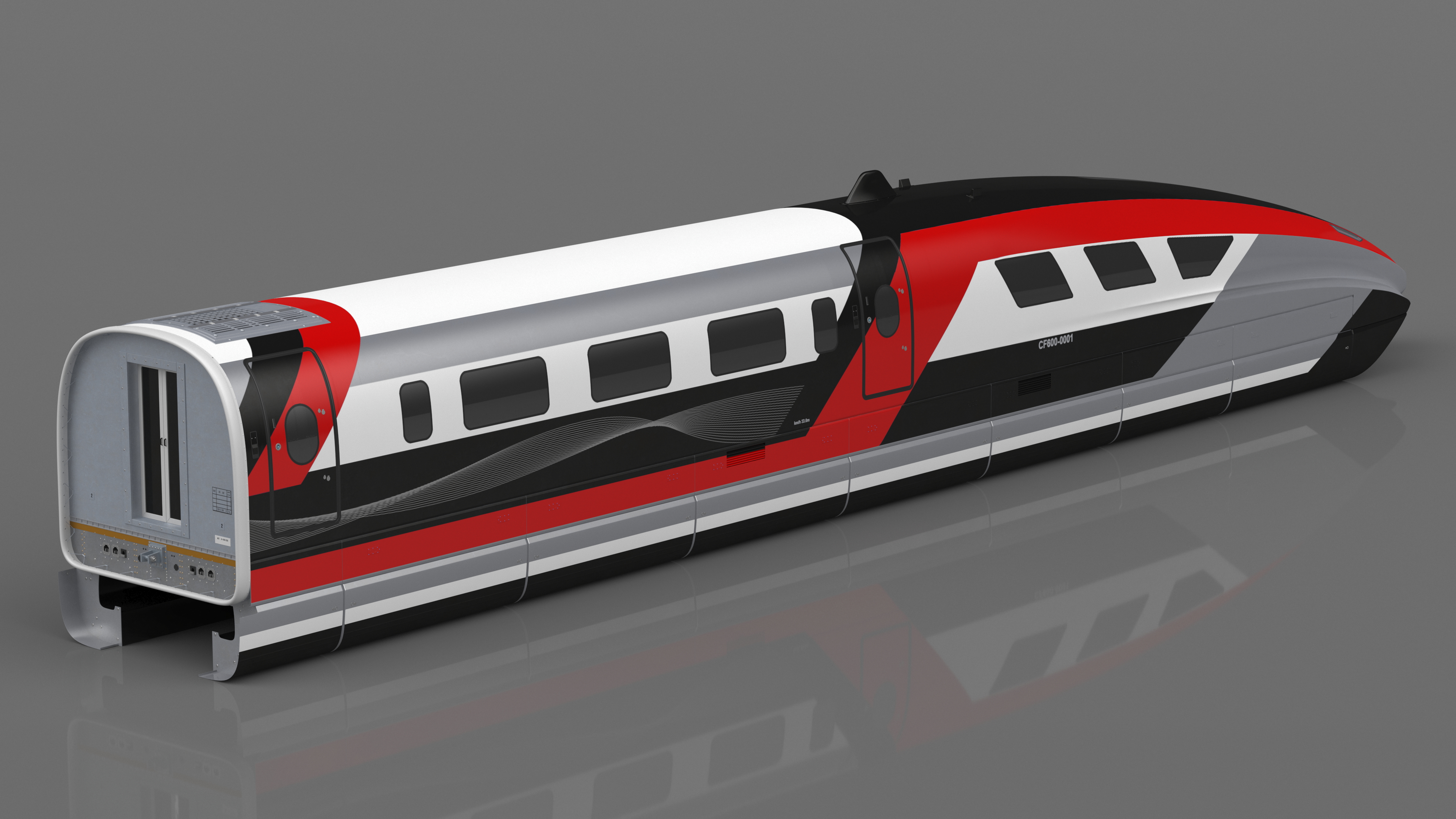 3D model Red Maglev Bullet Train Engine