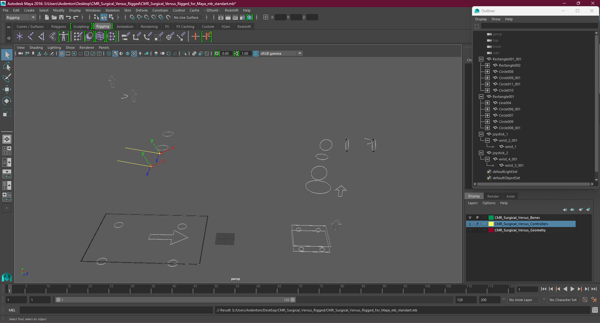 3D model CMR Surgical Versus Rigged for Maya