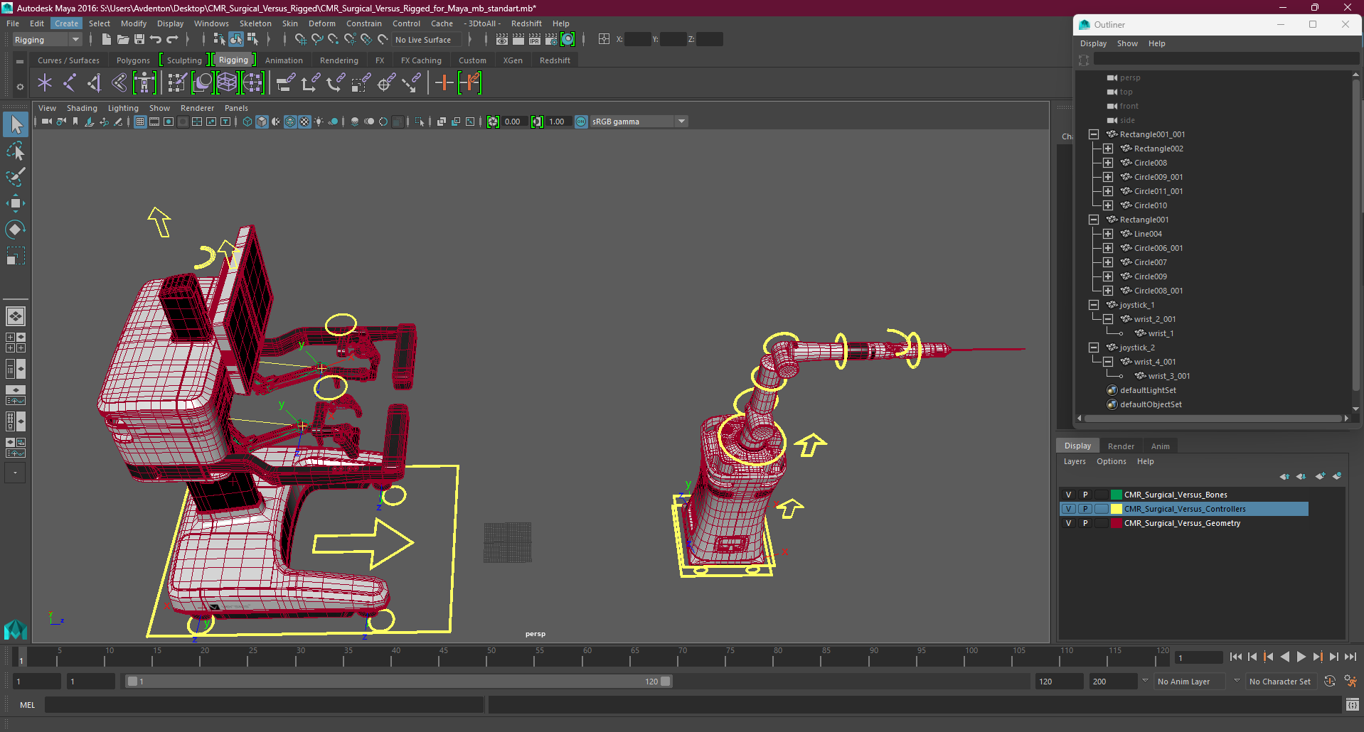 3D model CMR Surgical Versus Rigged for Maya