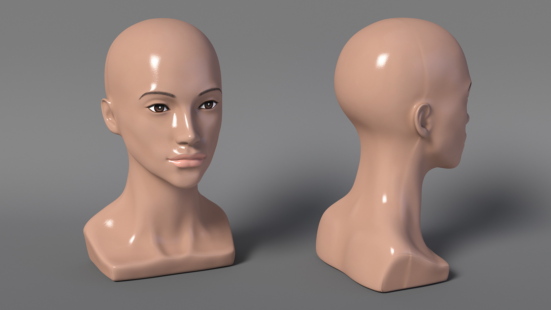 Nude Plastic Female Mannequin Head 3D model