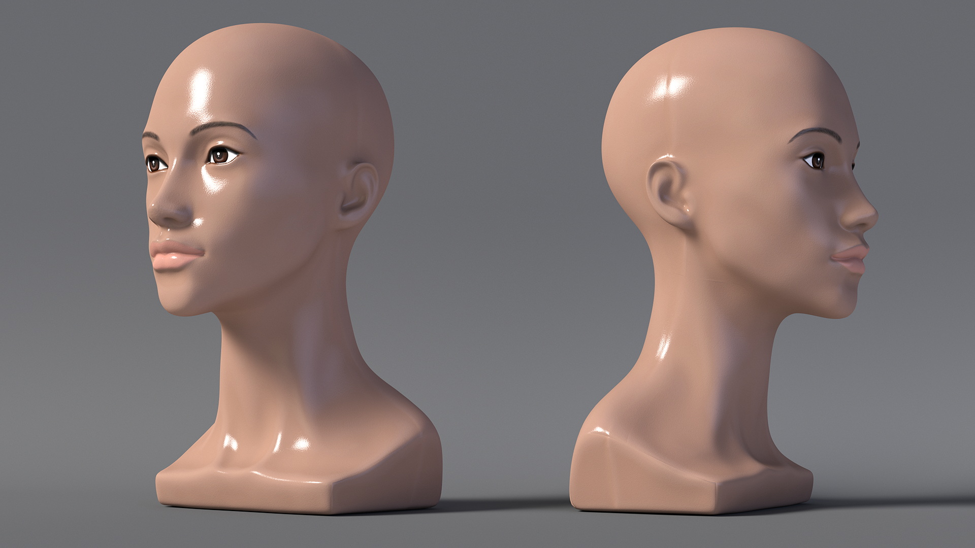 Nude Plastic Female Mannequin Head 3D model