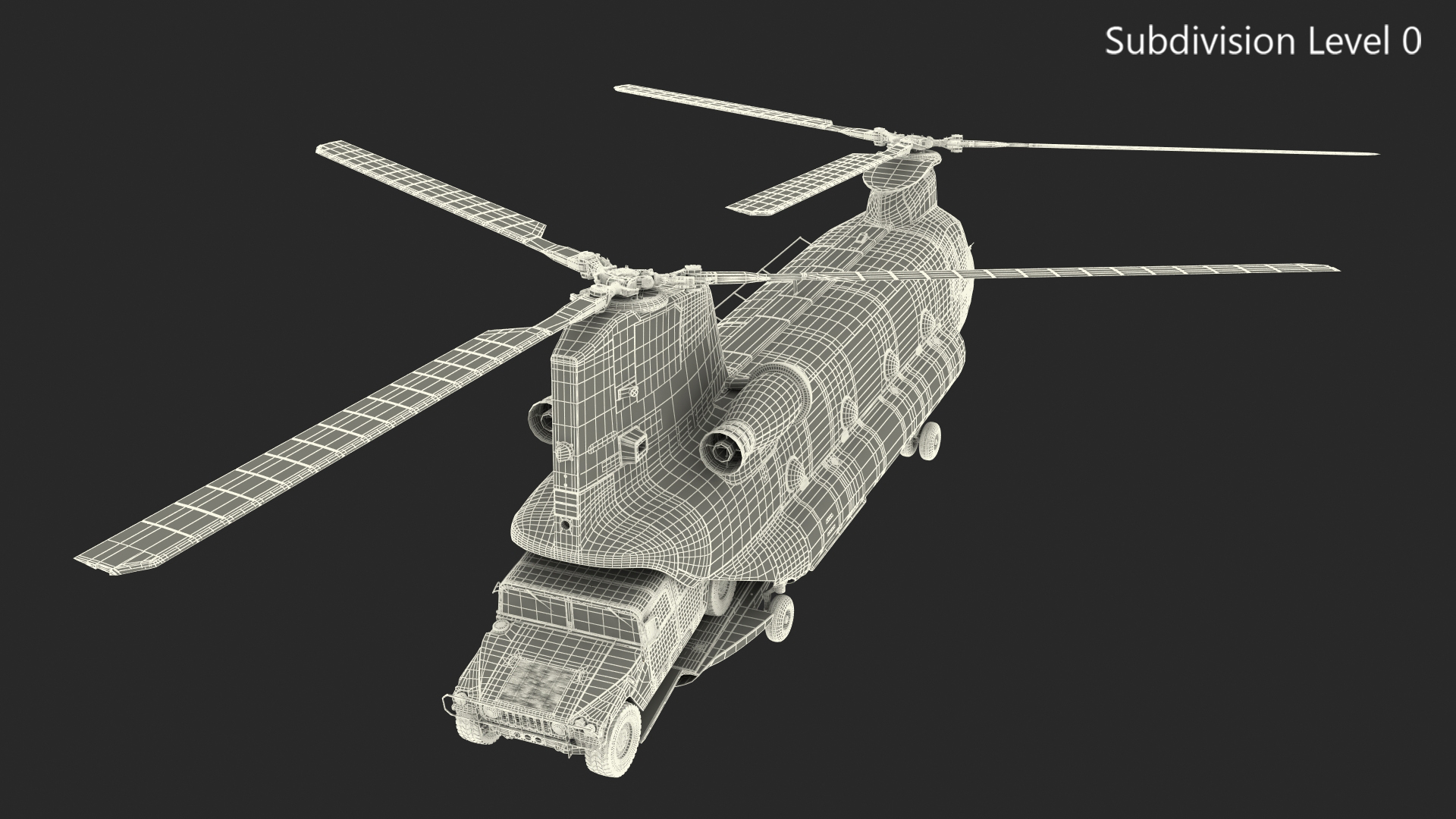 3D Loading Humvee in CH47 Chinook Helicopter Rigged model