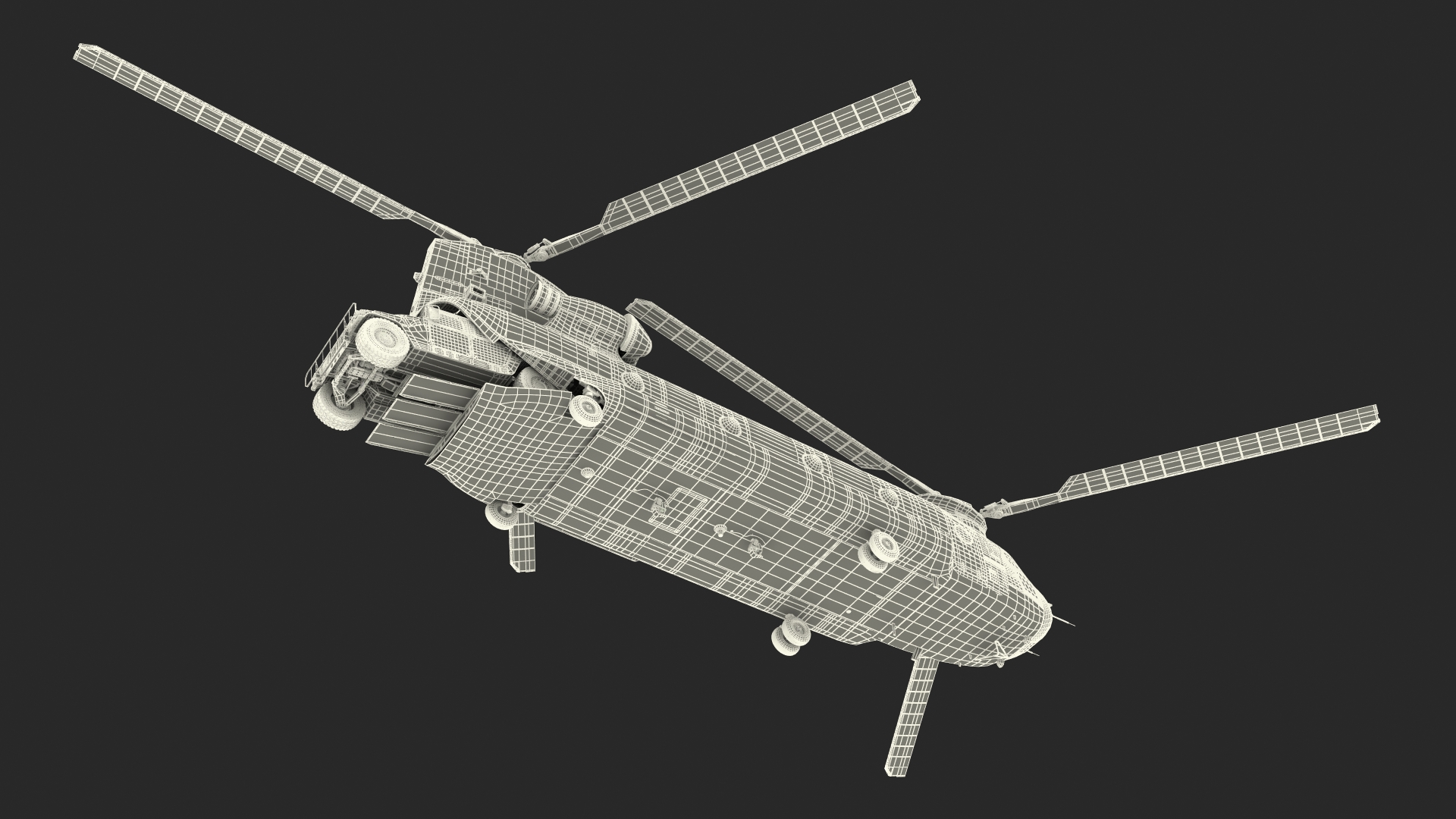 3D Loading Humvee in CH47 Chinook Helicopter Rigged model