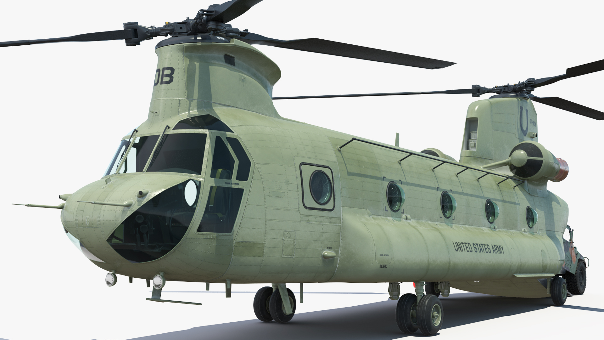 3D Loading Humvee in CH47 Chinook Helicopter Rigged model