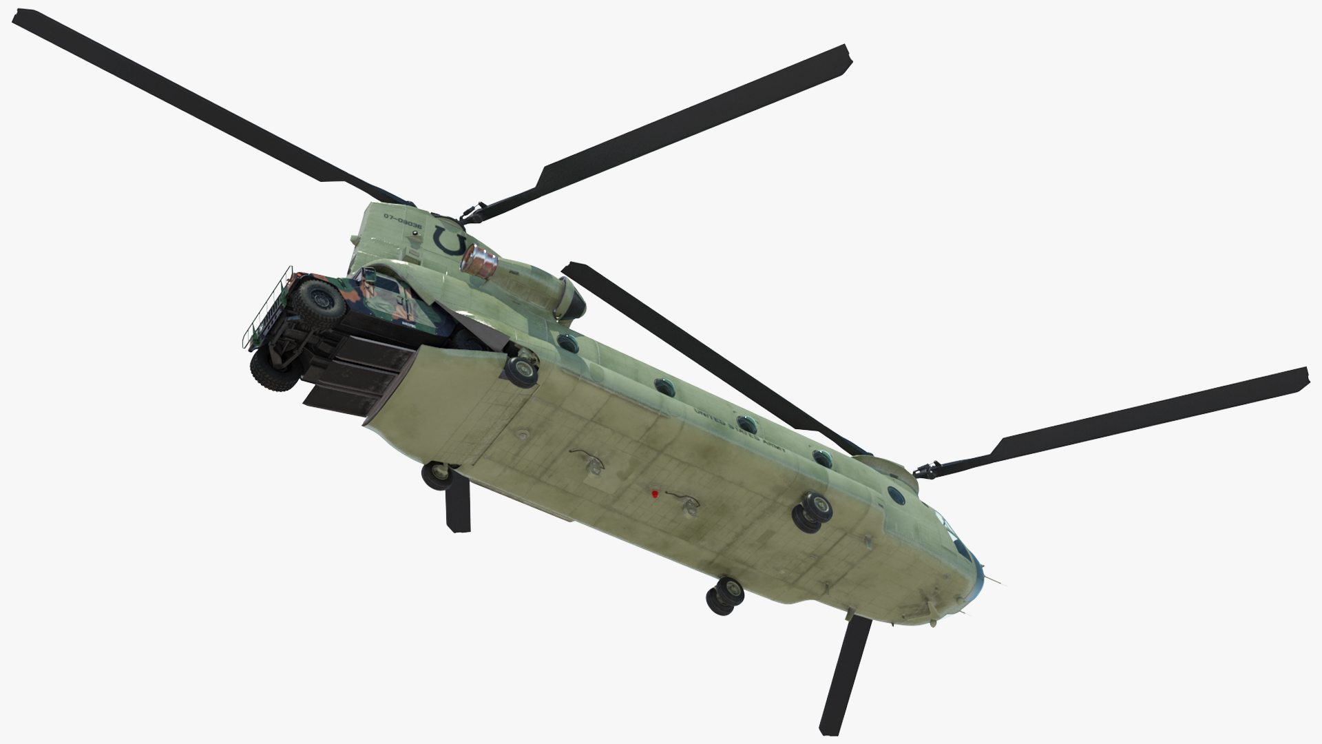 3D Loading Humvee in CH47 Chinook Helicopter Rigged model