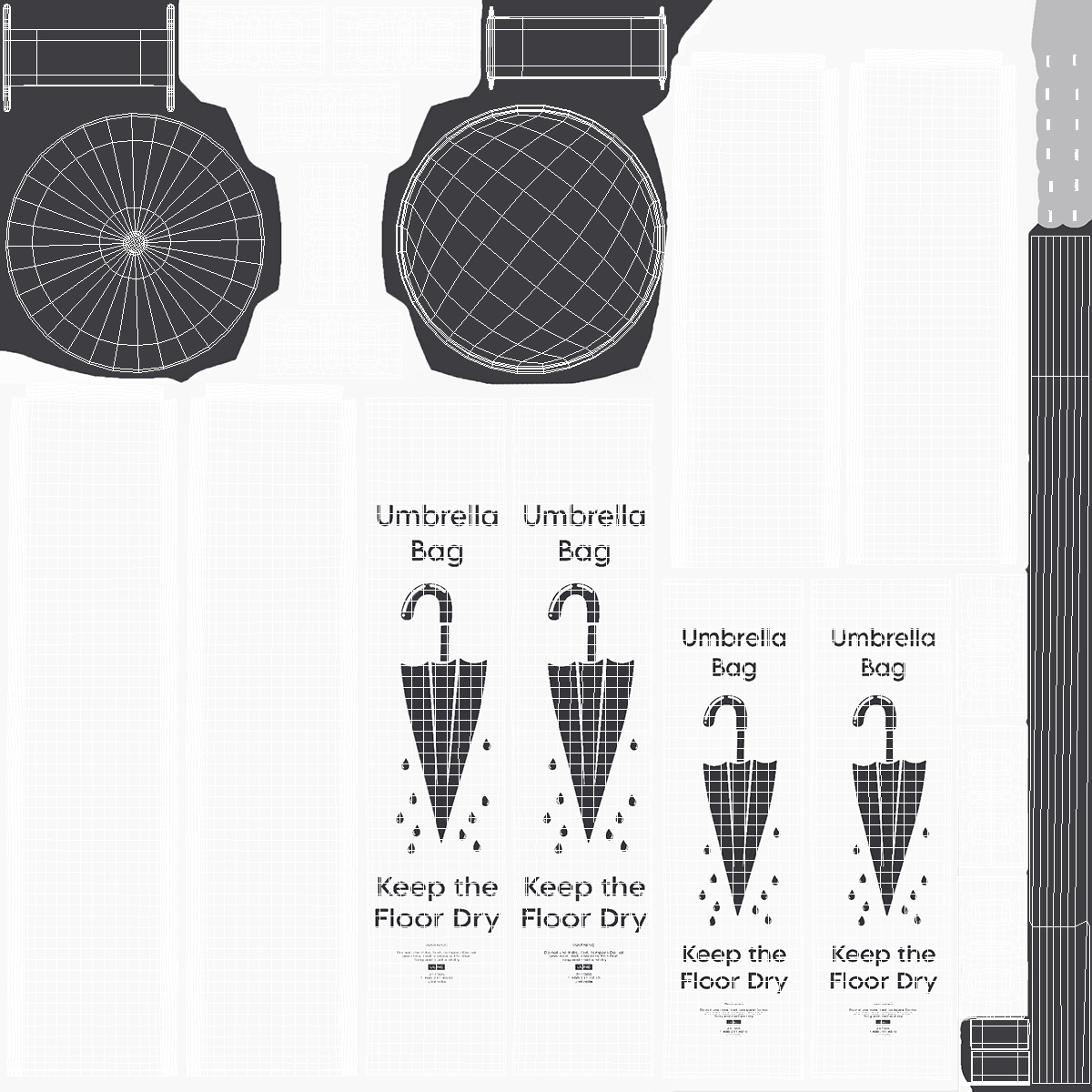 3D Wet Umbrella Bags with Stand model