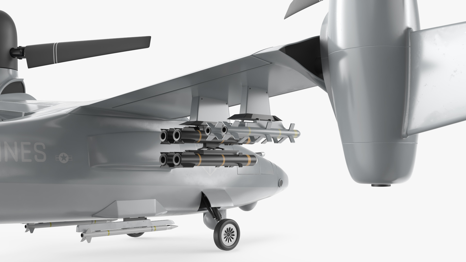 Bell V 247 Vigilant Combat Drone Rigged 3D model