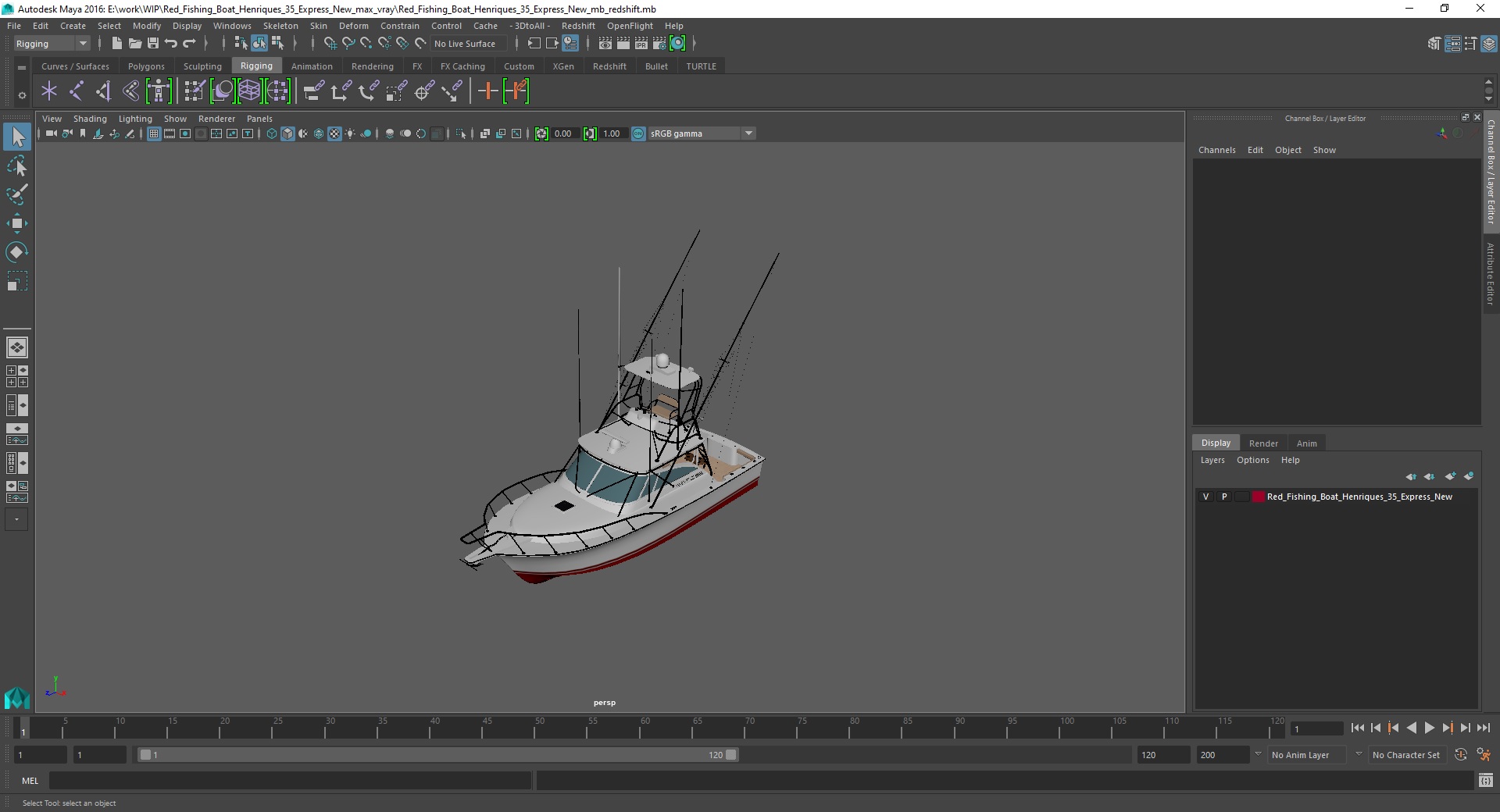 3D Red Fishing Boat Henriques 35 Express New