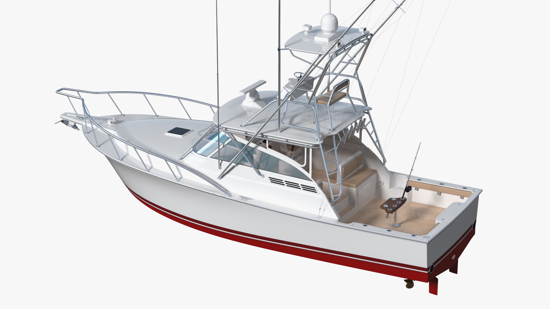 3D Red Fishing Boat Henriques 35 Express New