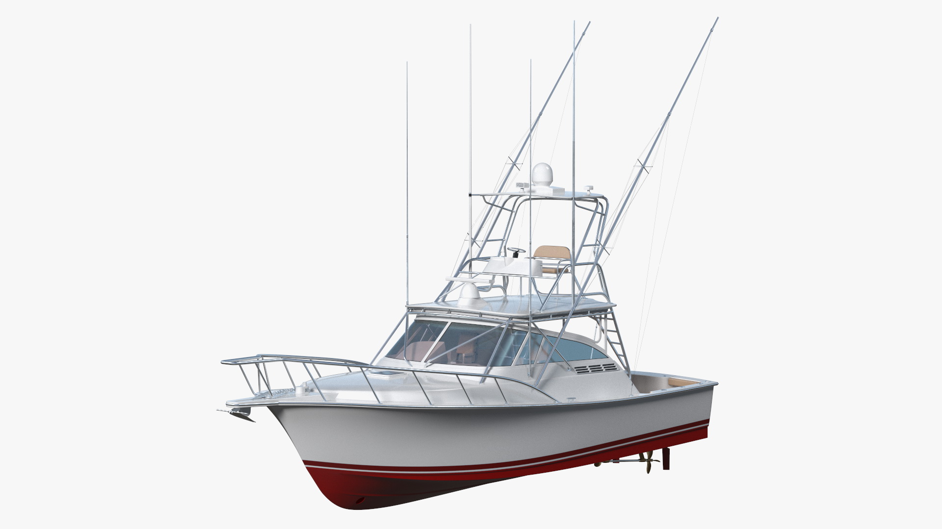 3D Red Fishing Boat Henriques 35 Express New