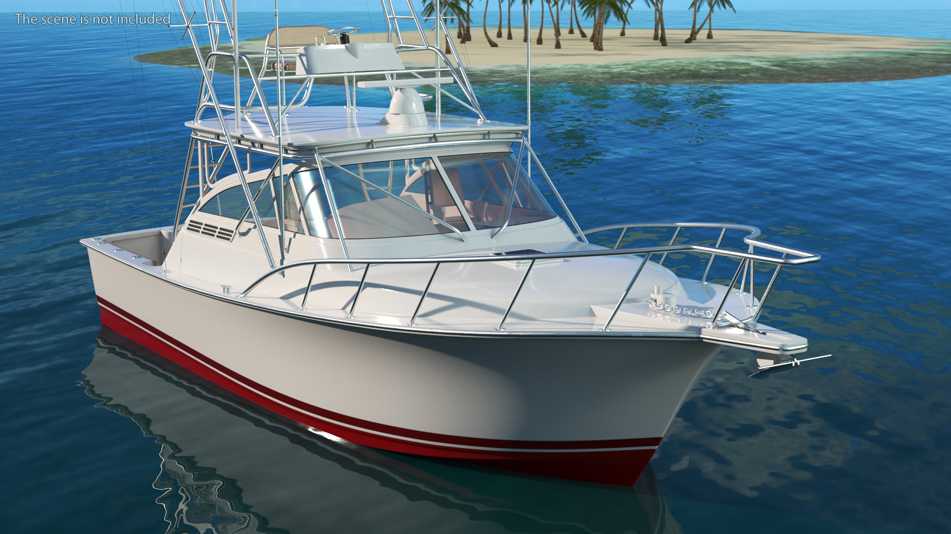 3D Red Fishing Boat Henriques 35 Express New