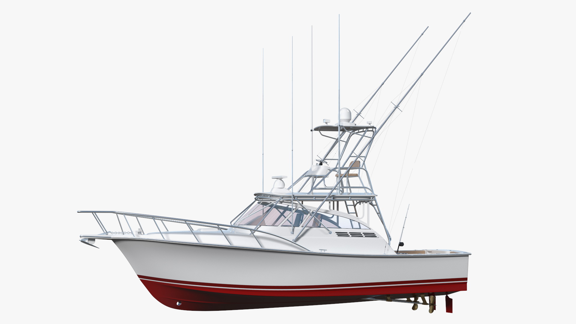 3D Red Fishing Boat Henriques 35 Express New