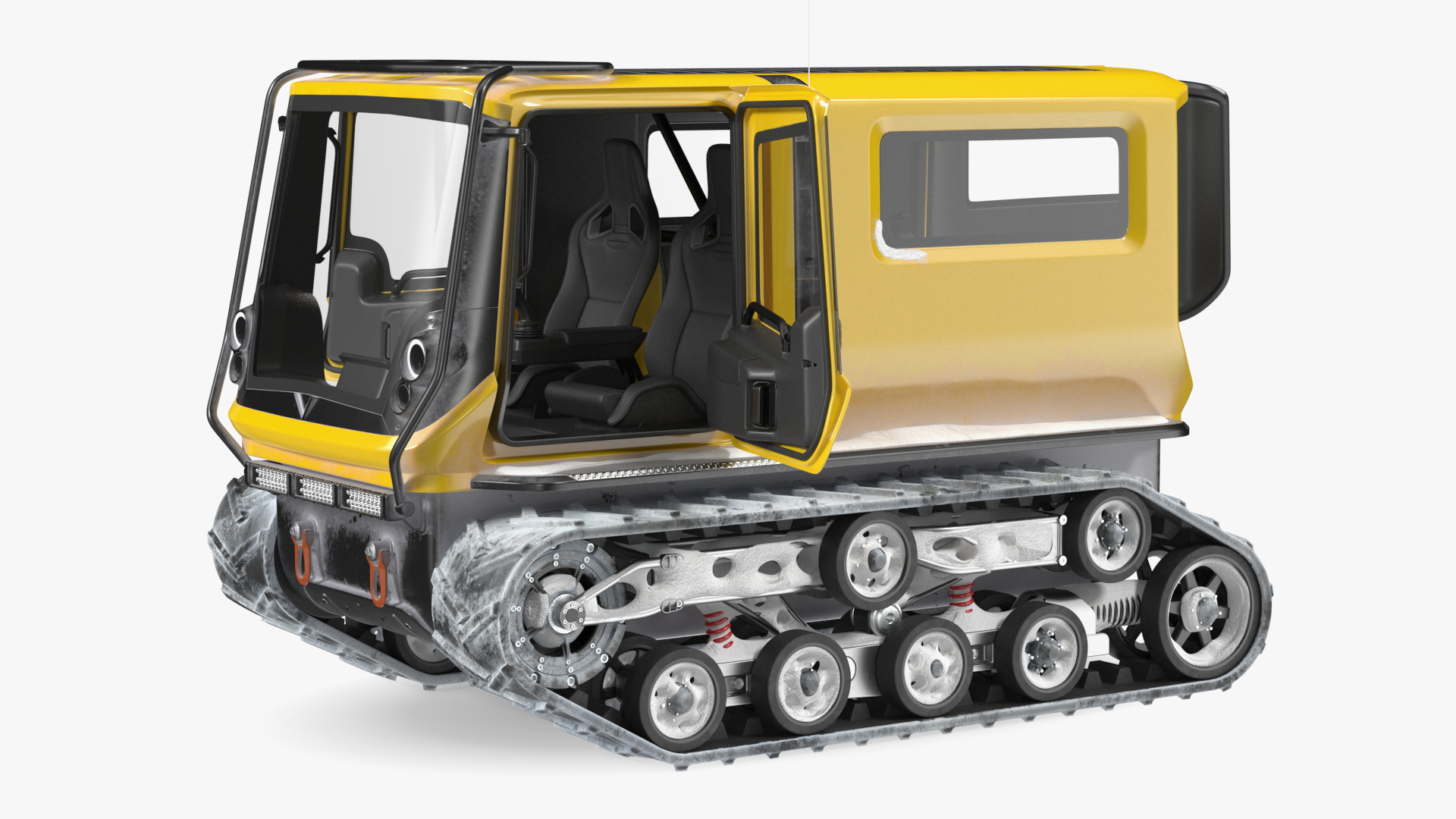 3D Snowy Arctica Exploration Vehicle Yellow Rigged for Maya