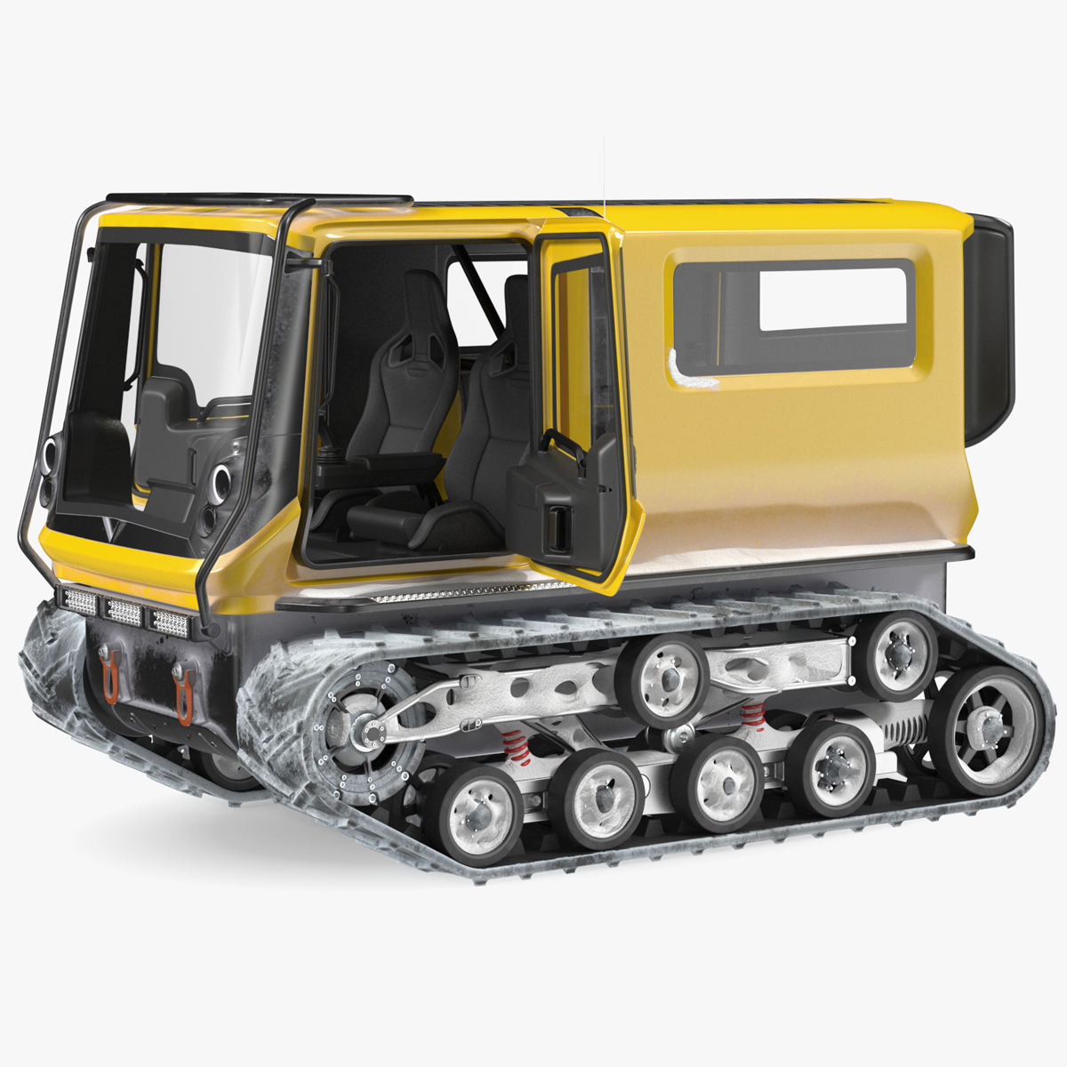 3D Snowy Arctica Exploration Vehicle Yellow Rigged for Maya